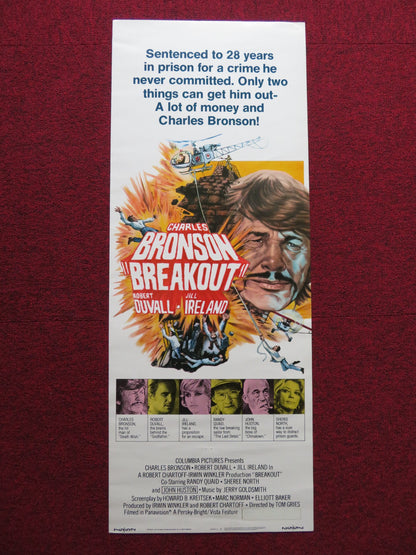 BREAKOUT US INSERT (14"x 36") POSTER CHARLES BRONSON JILL IRELAND 1975 - Rendezvous Cinema