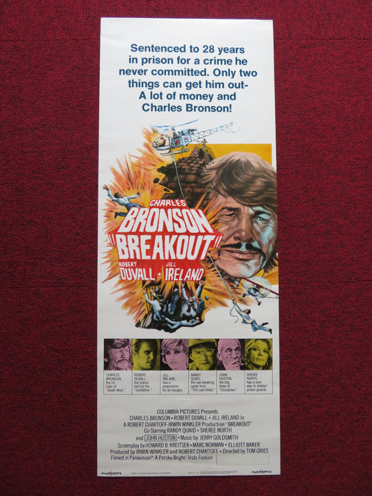 BREAKOUT US INSERT (14"x 36") POSTER CHARLES BRONSON JILL IRELAND 1975 - Rendezvous Cinema