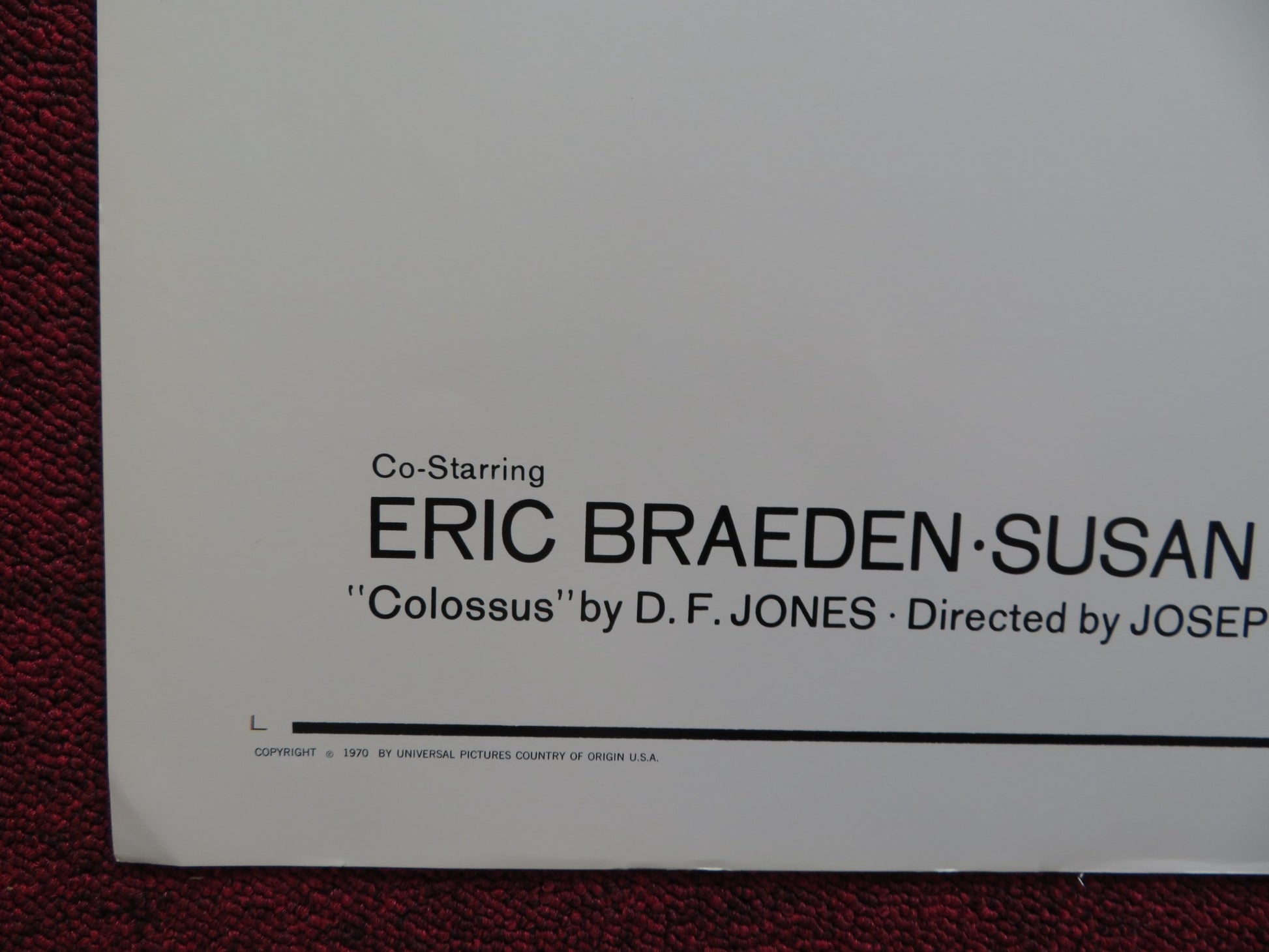 COLOSSUS THE FORBIN PROJECT US HALF SHEET (22"x 28") POSTER ERIC BRAEDEN 1970 - Rendezvous Cinema