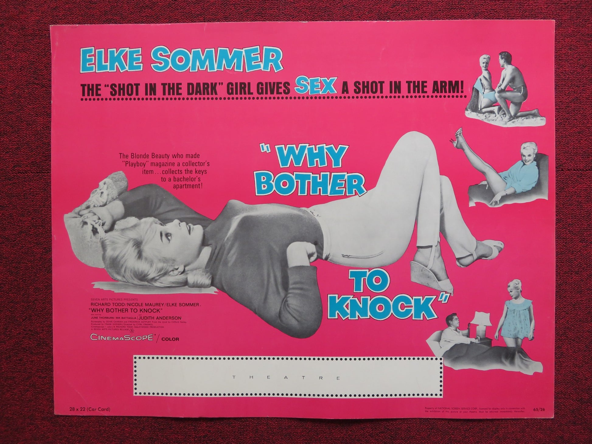 WHY BOTHER TO KNOCK US HALF SHEET (22"x 28") POSTER ELKE SOMMER R. TODD 1965 - Rendezvous Cinema