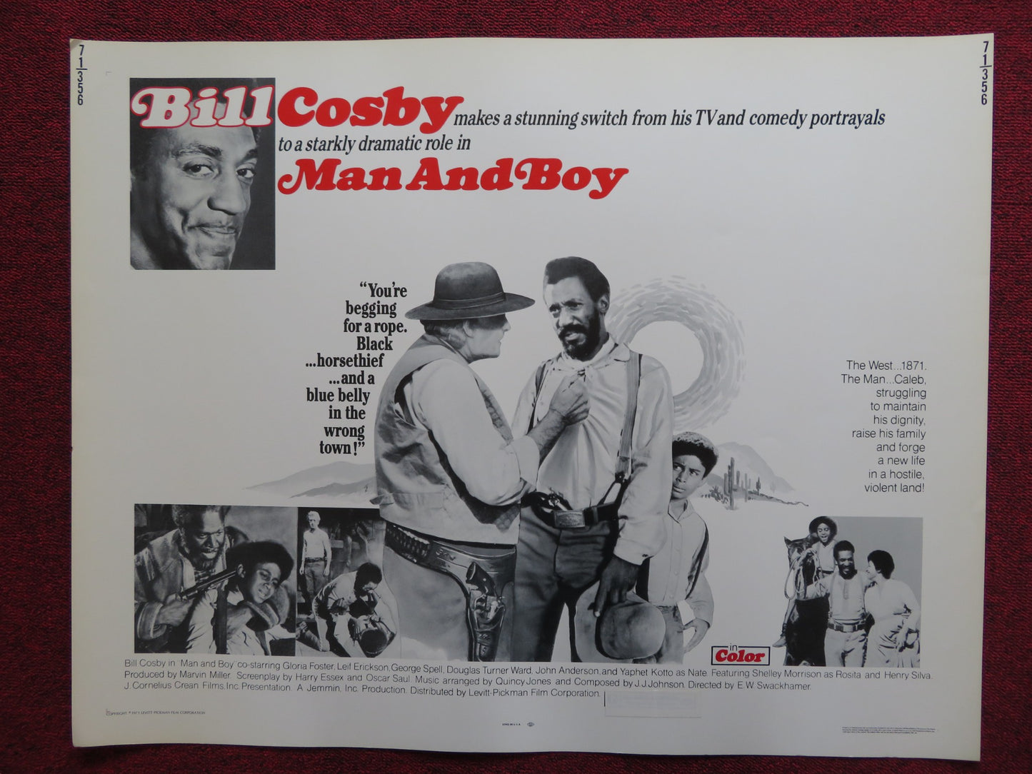 MAN AND BOY US HALF SHEET (22"x 28") POSTER BILL COSBY GLORIA FOSTER 1971 - Rendezvous Cinema