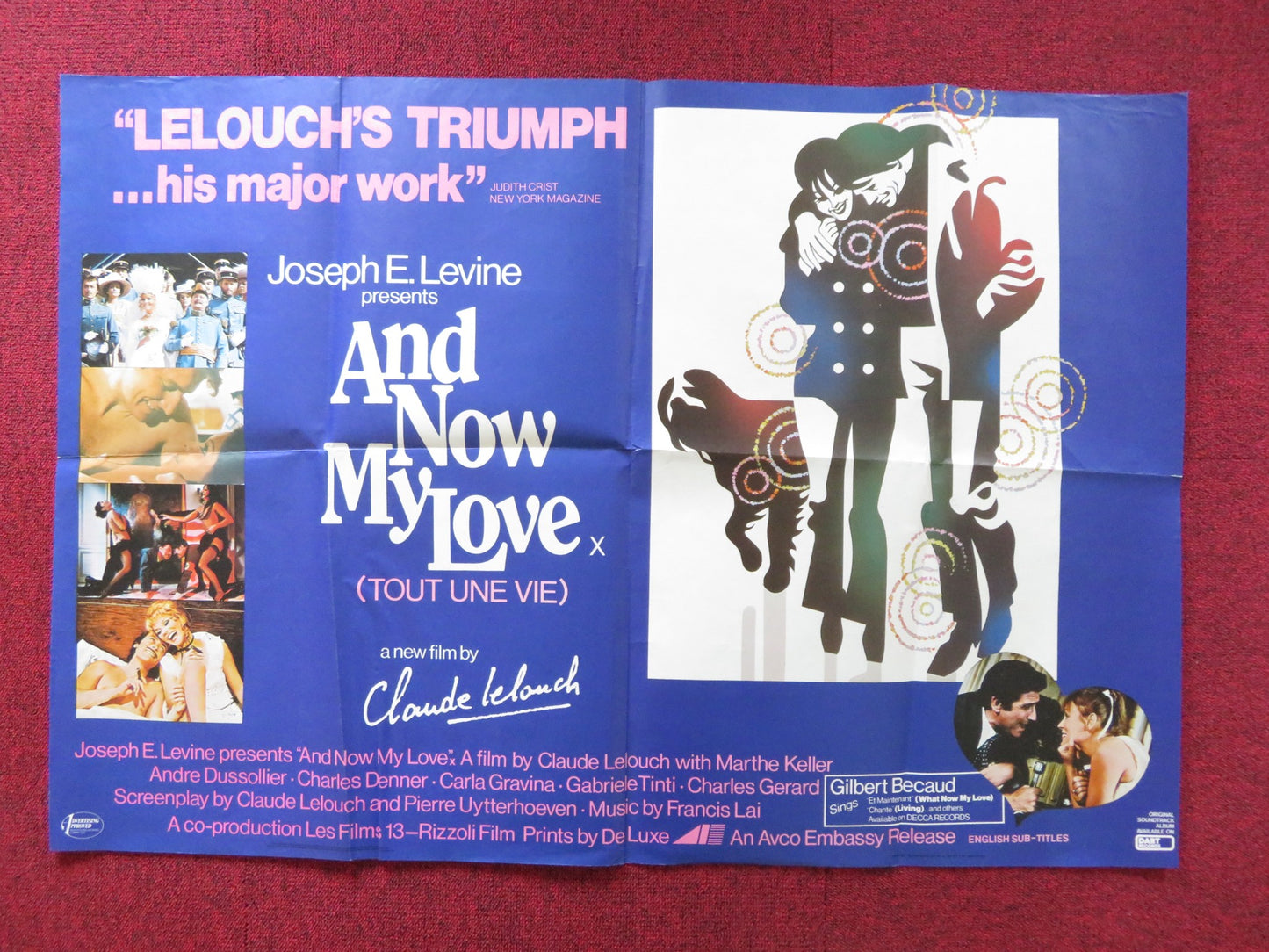 AND NOW MY LOVE UK QUAD POSTER FOLDED MARTHE KELLER ANDRE DUSSOLLIER 1974 - Rendezvous Cinema