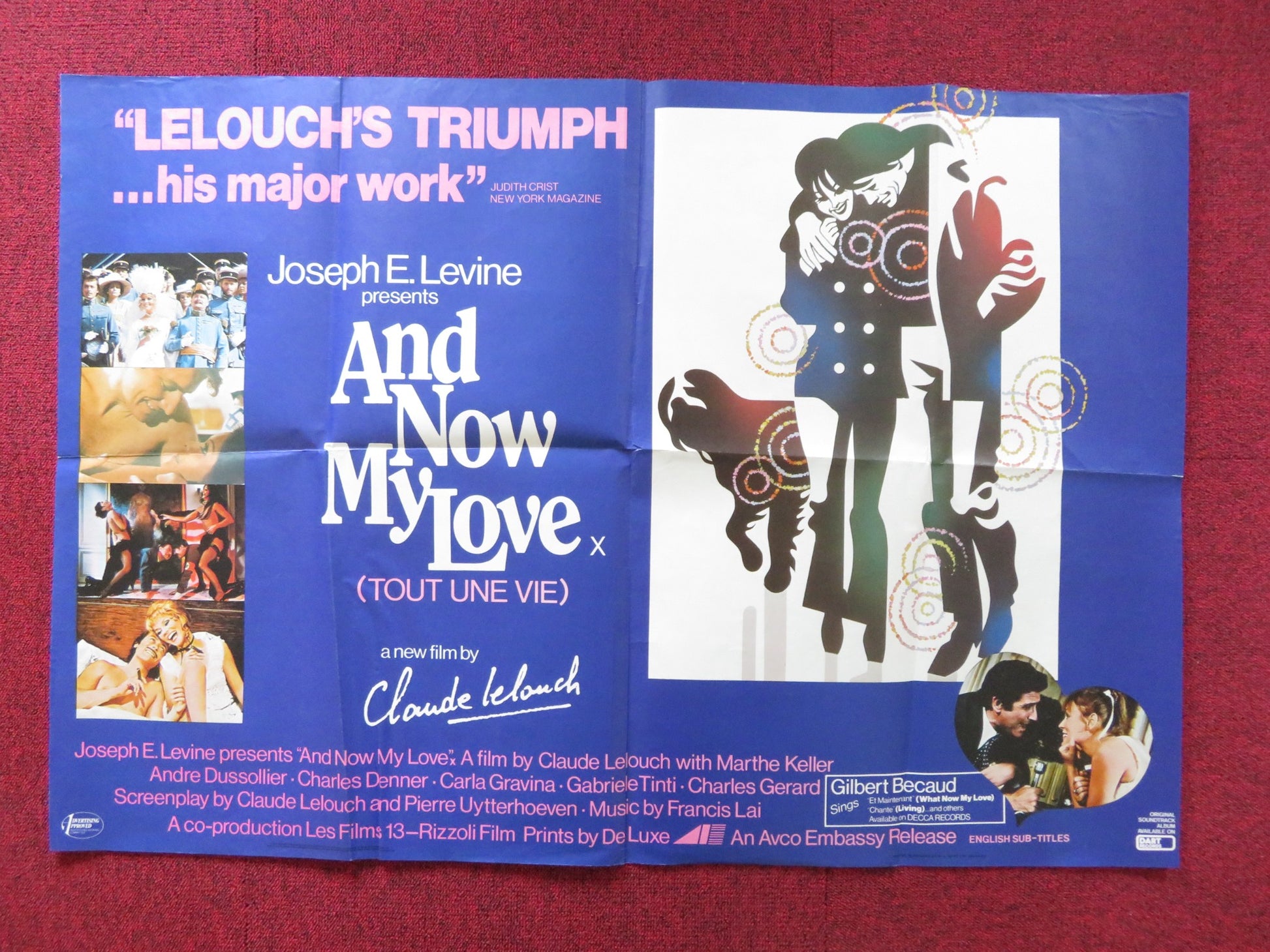 AND NOW MY LOVE UK QUAD POSTER FOLDED MARTHE KELLER ANDRE DUSSOLLIER 1974 - Rendezvous Cinema