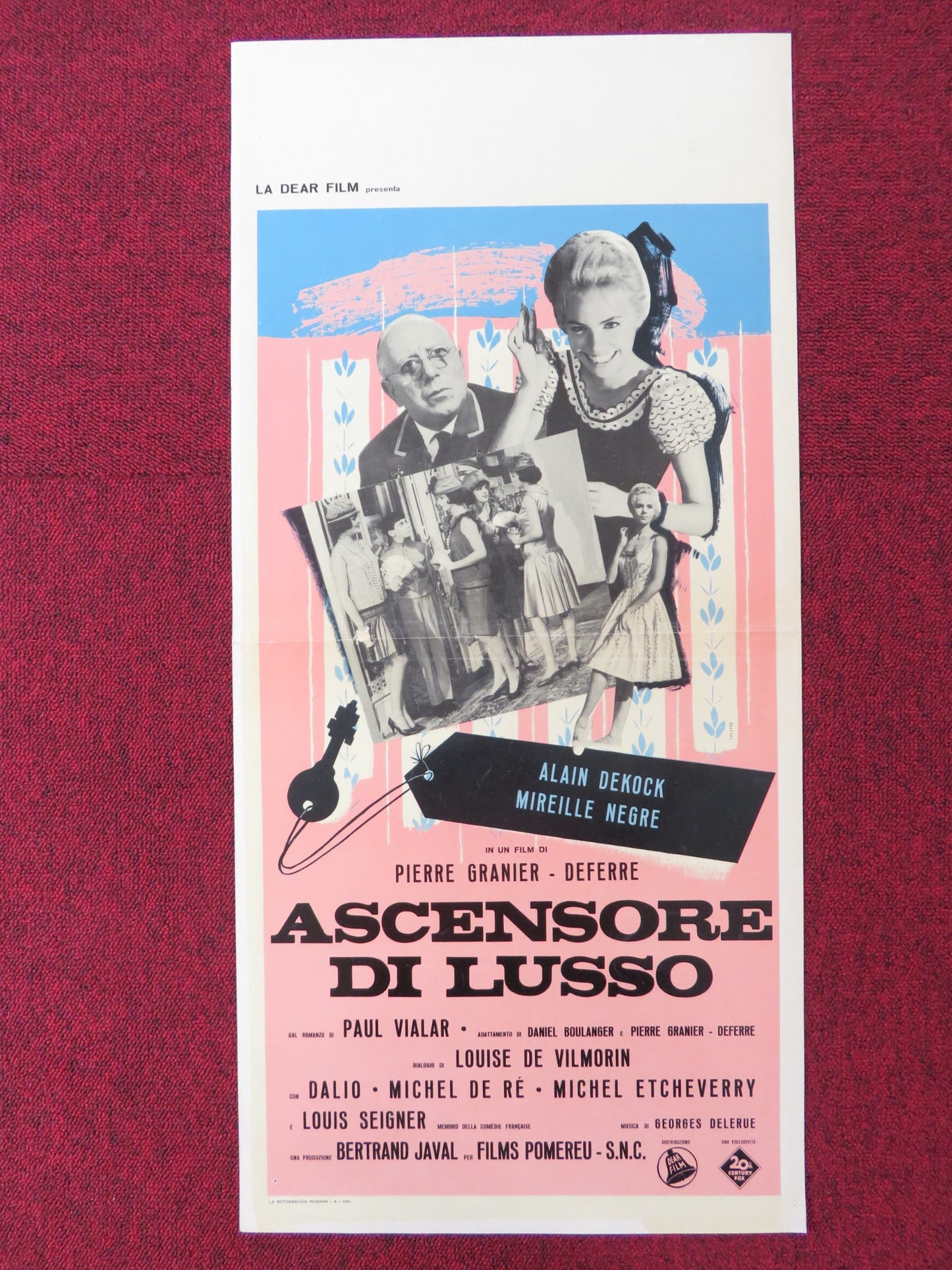 ASCENSORE DI LUSSO ITALIAN LOCANDINA POSTER ALAIN DEKOCK MIREILLE NEGRE 1964 - Rendezvous Cinema