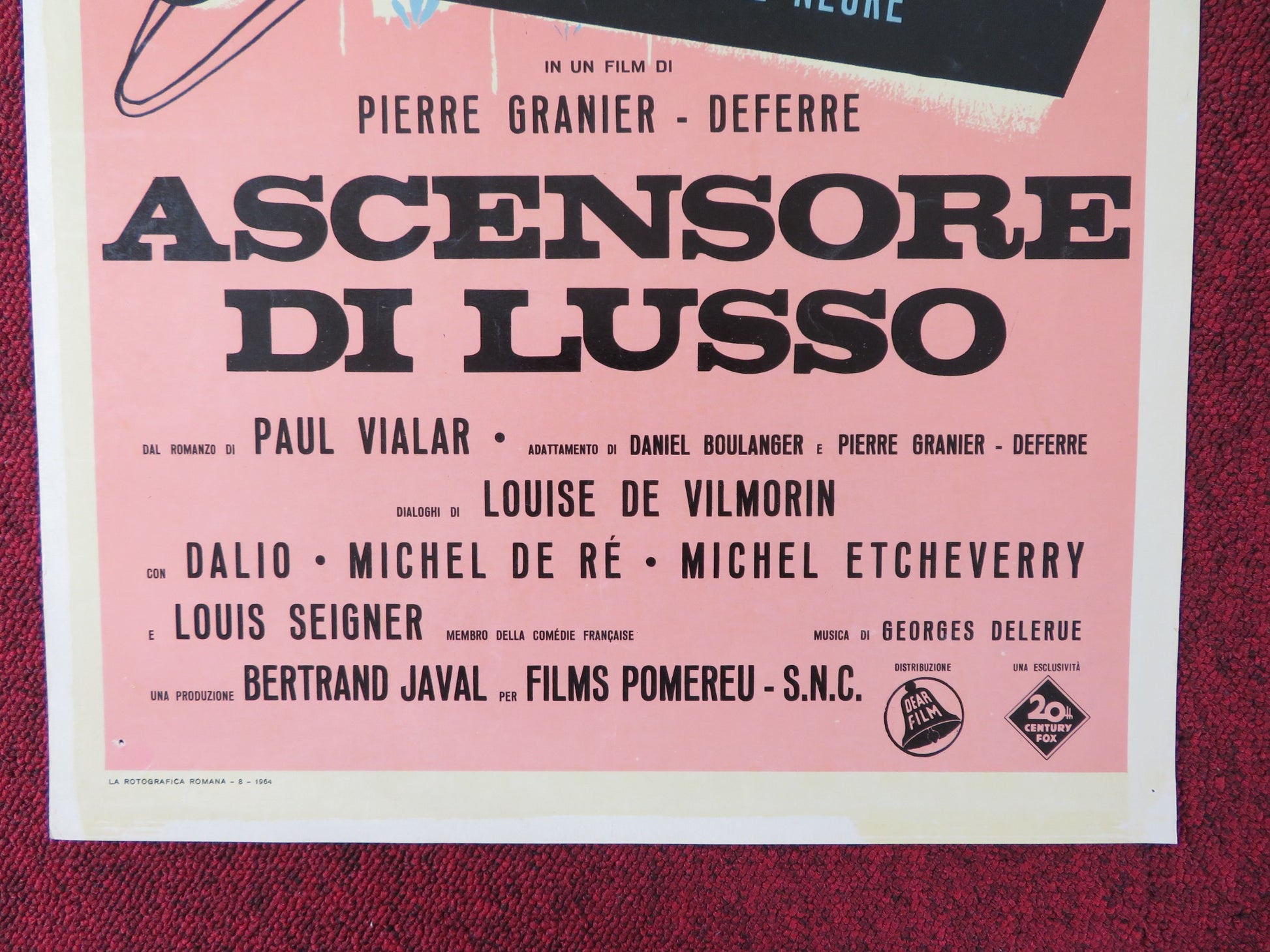 ASCENSORE DI LUSSO ITALIAN LOCANDINA POSTER ALAIN DEKOCK MIREILLE NEGRE 1964 - Rendezvous Cinema