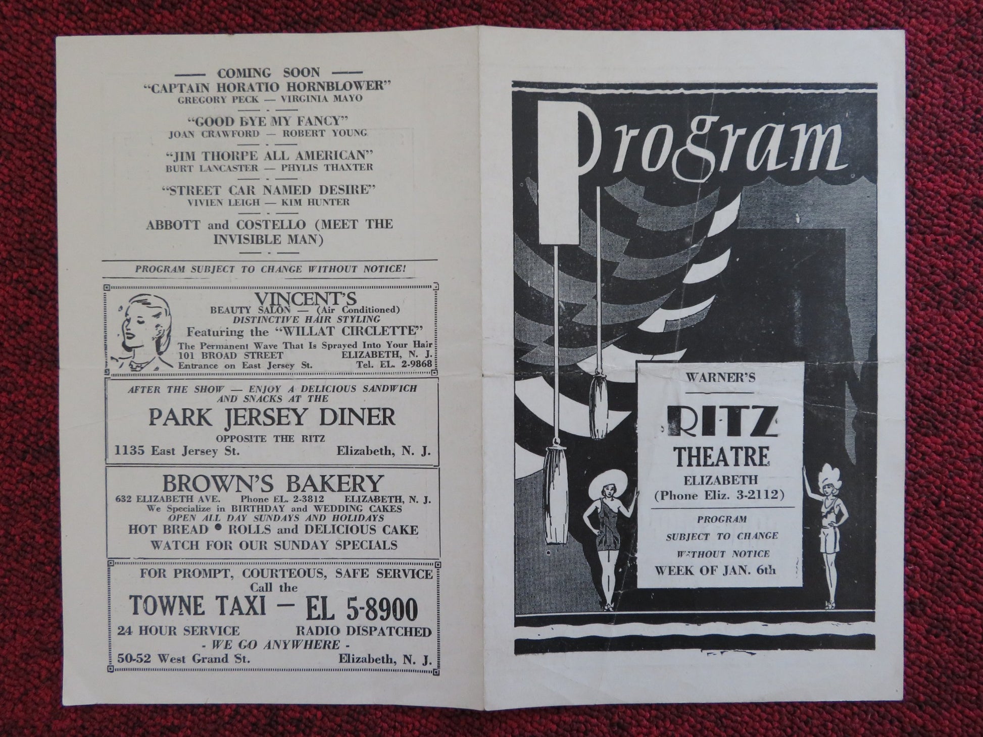 RITZ THEATRE MOVIE PROGRAM JAMES CAGNEY DEBORAH KERR - Rendezvous Cinema