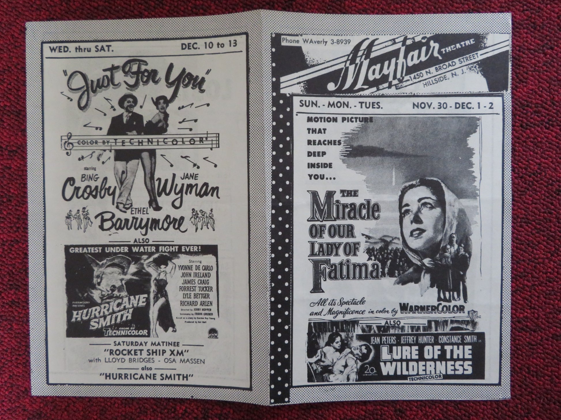 MAYFAIR THEATRE MOVIE PROGRAM-C BOB HOPE BING CROSBY - Rendezvous Cinema