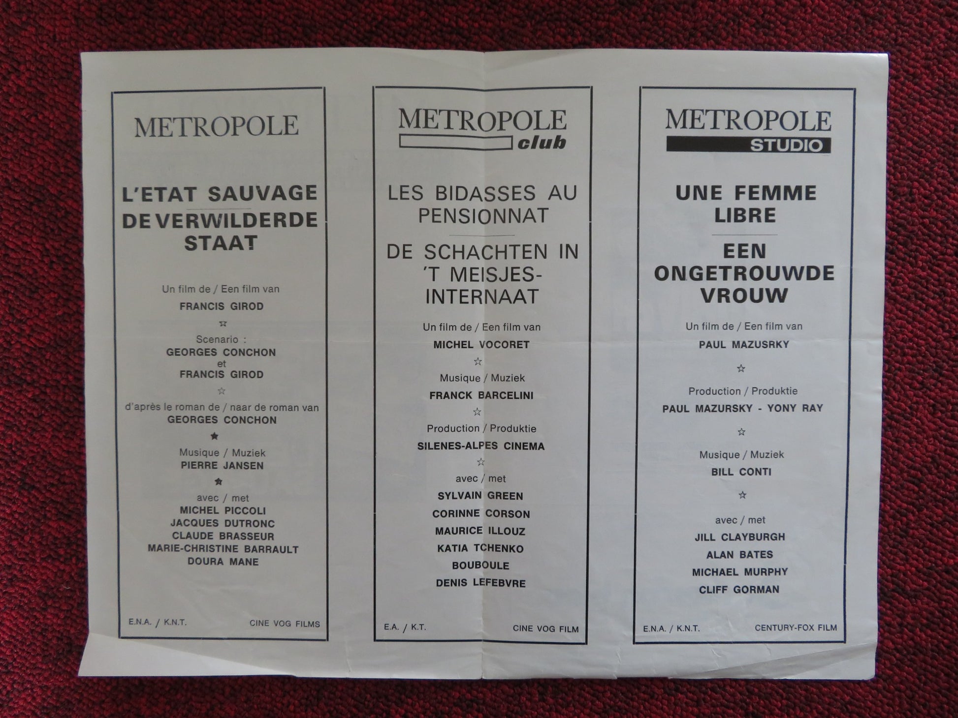 METROPOLE THEATRE MOVIE PROGRAM RYAN O'NEAL MARIE CHRISTINE BARRAULT - Rendezvous Cinema