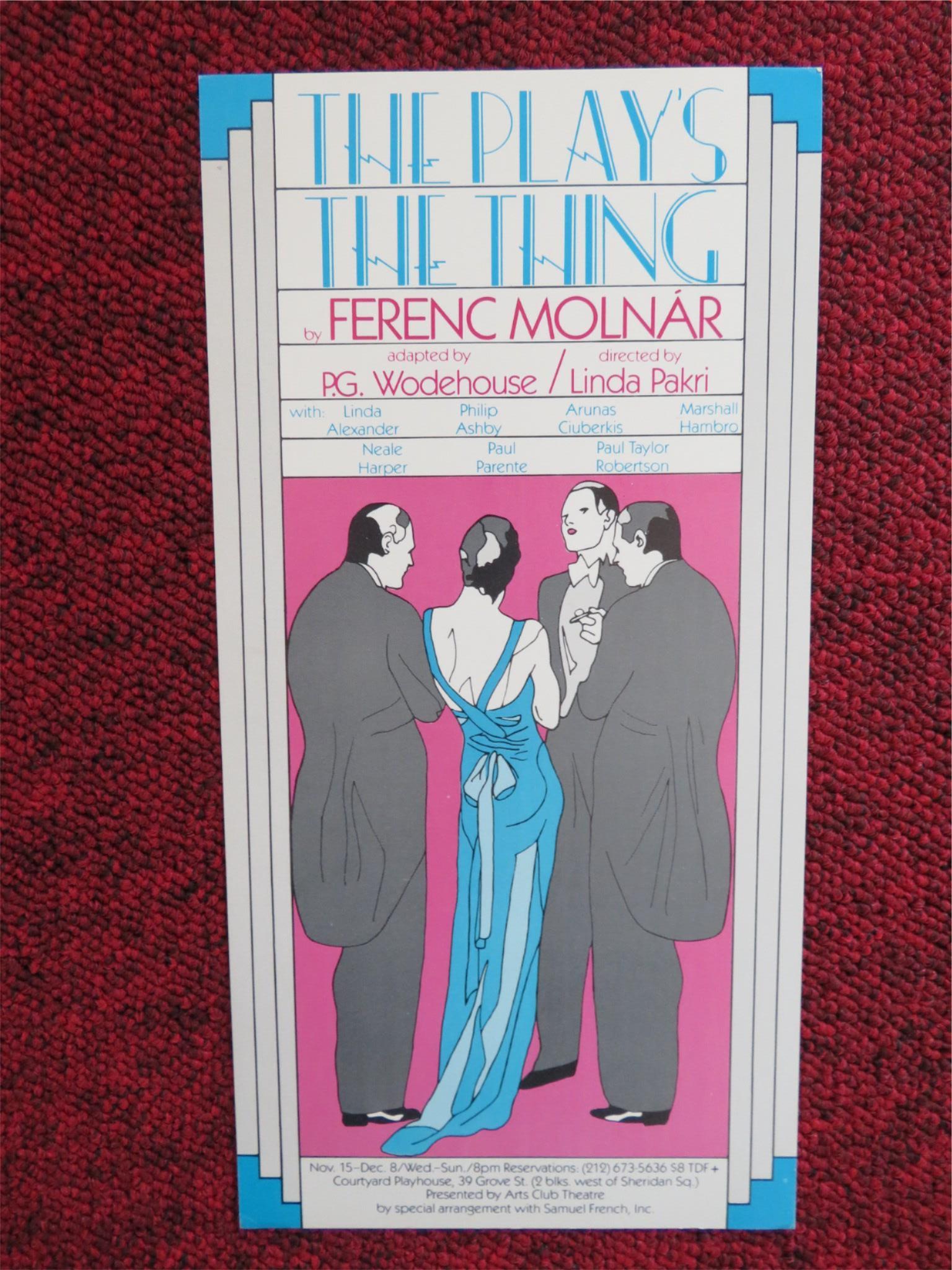THE PLAY'S THE THING FLYER LINDA ALEXANDER PHILIP ASHBY - Rendezvous Cinema