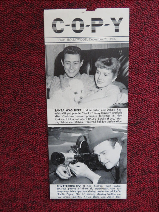 COPY FLYER DEC 28, 1956 RKO RADIO RED SKELTON VAN HANSEN DIANA DORS - Rendezvous Cinema