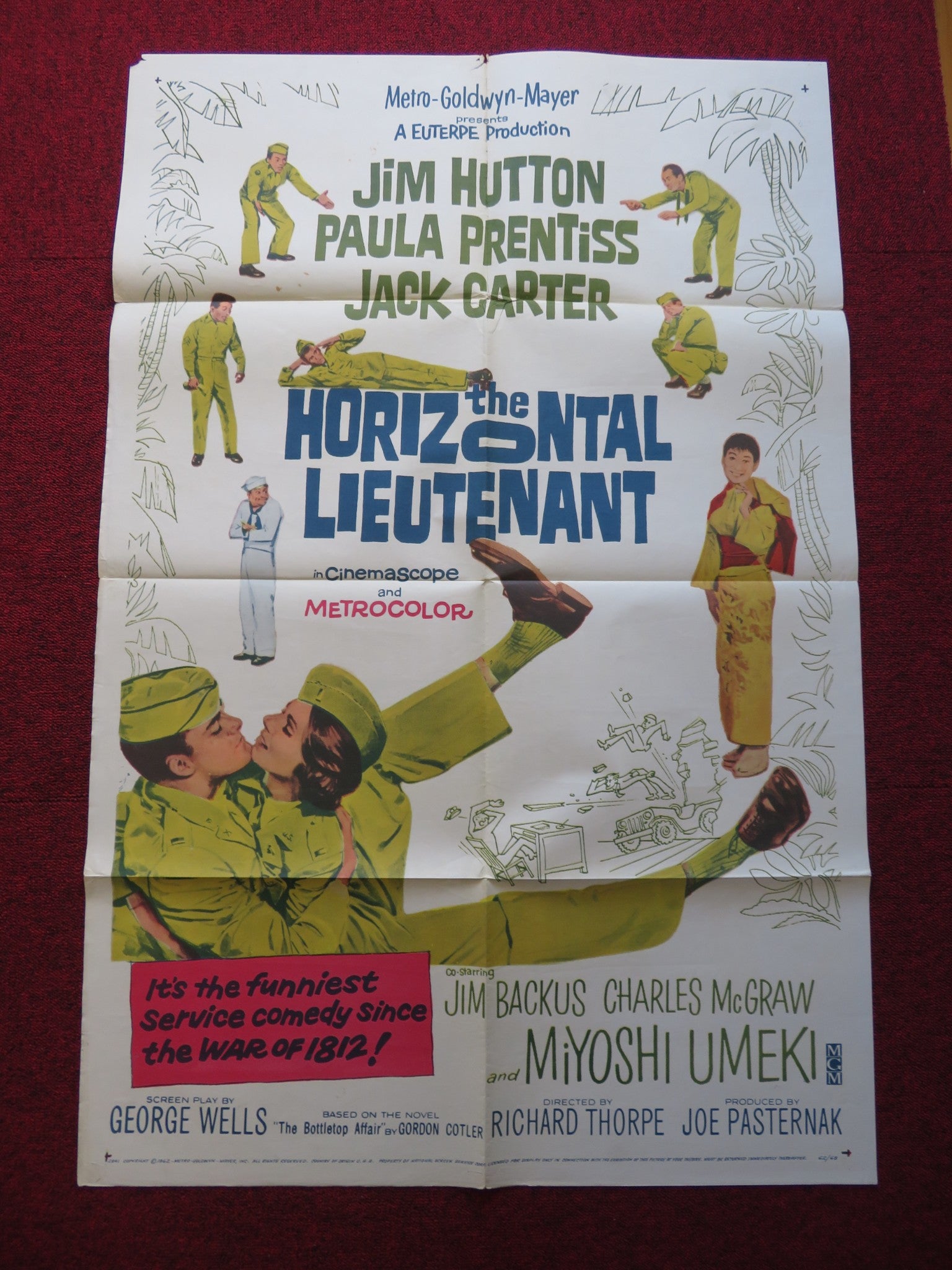 THE HORIZONTAL LIEUTENANT FOLDED US ONE SHEET POSTER JIM HUTTON P. PRENTISS 1962 - Rendezvous Cinema
