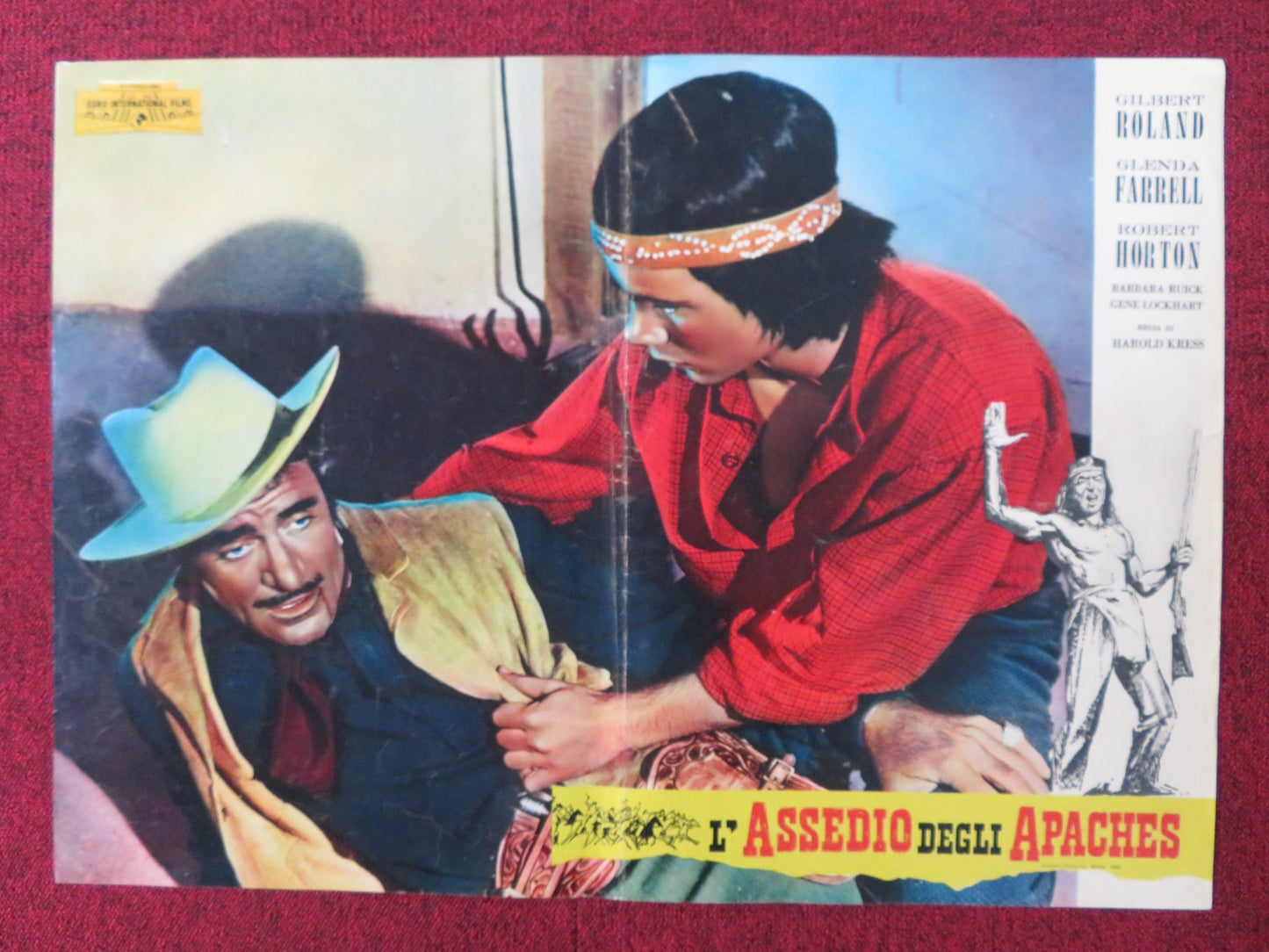 APACHE WAR SMOKE - B ITALIAN FOTOBUSTA POSTER GILBERT ROLAND GLENDA FARRELL 1958 - Rendezvous Cinema