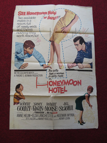 HONEYMOON HOTEL FOLDED US ONE SHEET POSTER ROBERT GOULET NANCY KWAN 1964 - Rendezvous Cinema