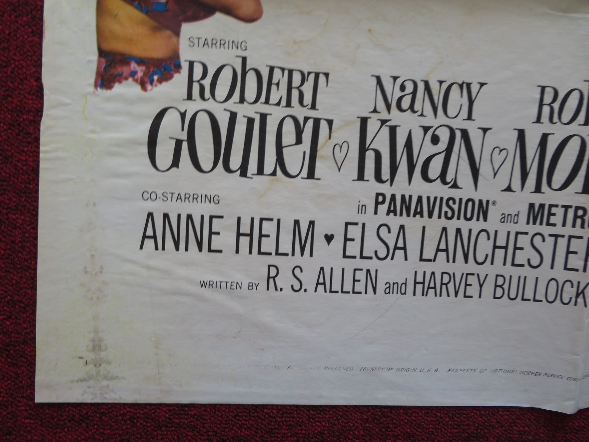 HONEYMOON HOTEL FOLDED US ONE SHEET POSTER ROBERT GOULET NANCY KWAN 1964 - Rendezvous Cinema