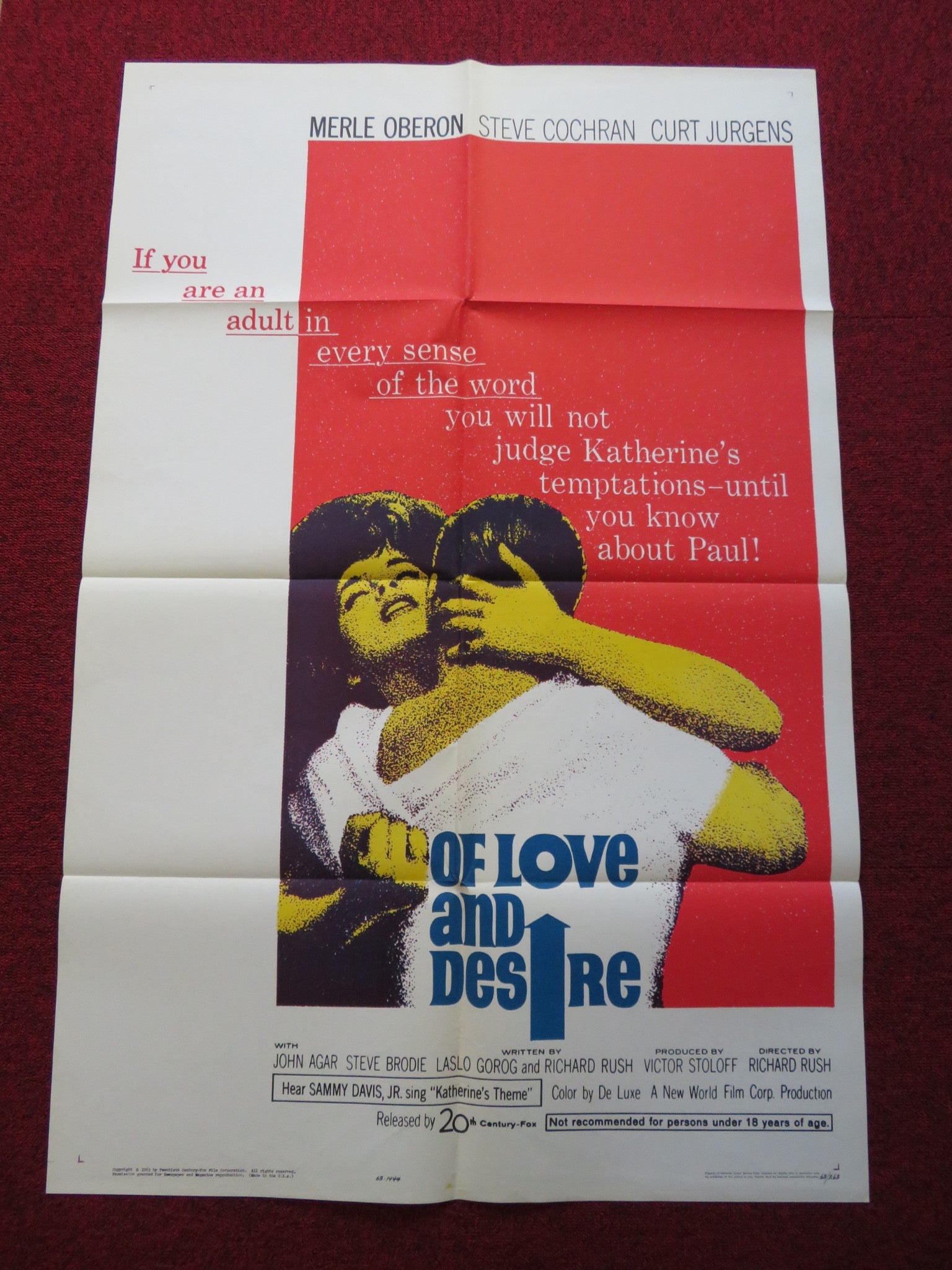 OF LOVE AND DESIRE FOLDED US ONE SHEET POSTER MERLE OBERON STEVE COCHRAN 1963 - Rendezvous Cinema