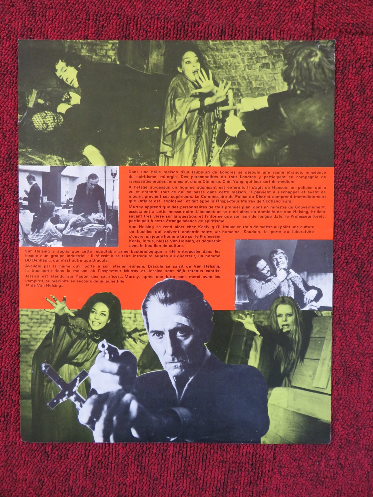 THE SATANIC RITES OF DRACULA FRENCH PRESS SHEET HAMMER CHRISTOPHER LEE 1973