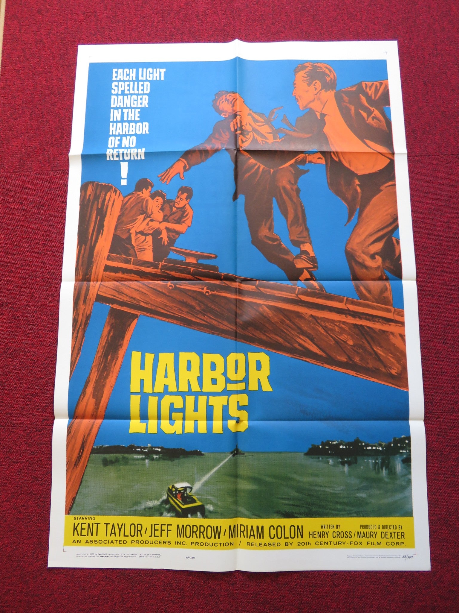 HARBOR LIGHTS FOLDED US ONE SHEET POSTER MIRIAM COLON KENT TAYLOR 1963 - Rendezvous Cinema
