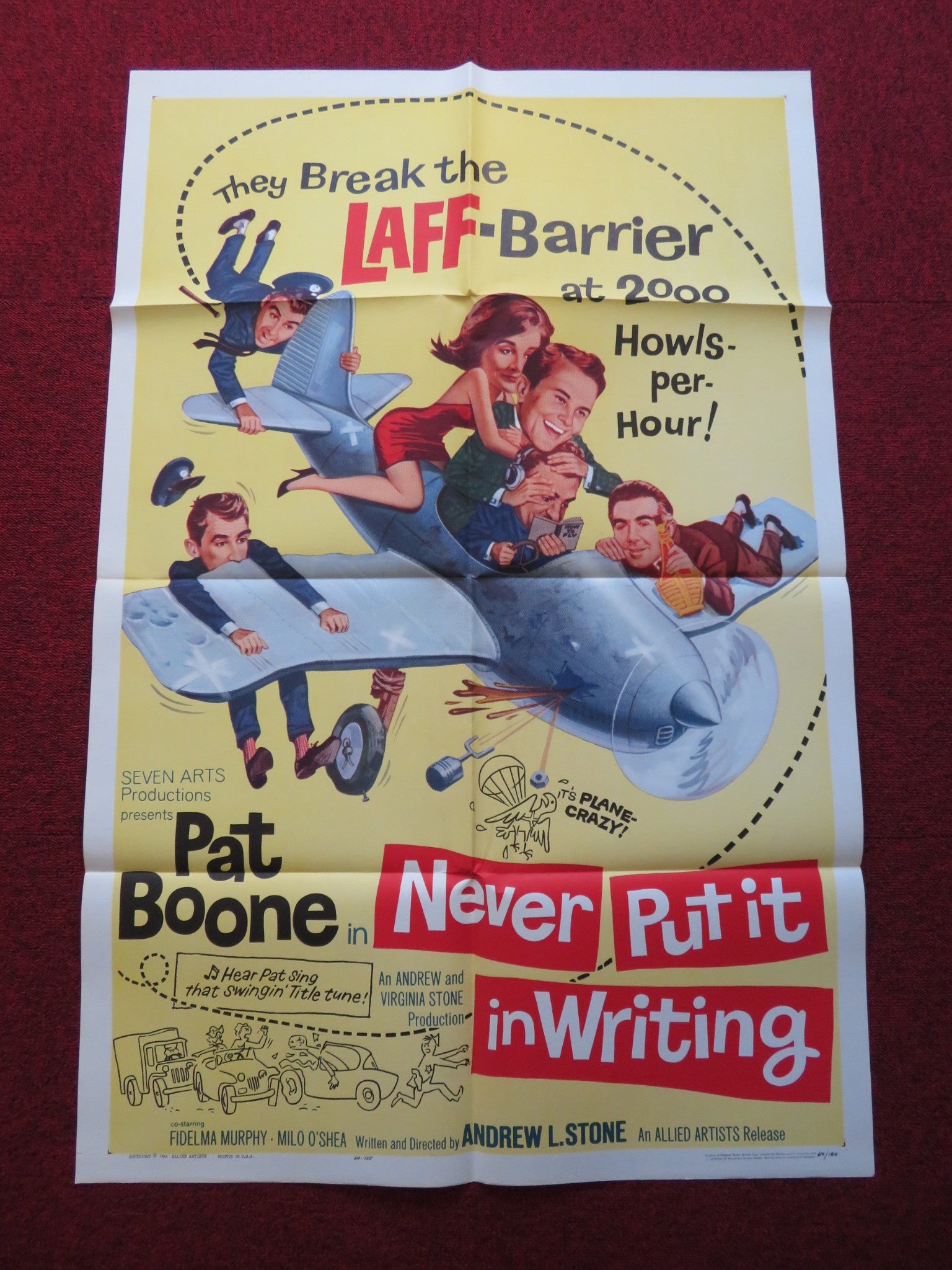 NEVER PUT IT IN WRITING FOLDED US ONE SHEET POSTER PAT BOONE 1964 - Rendezvous Cinema
