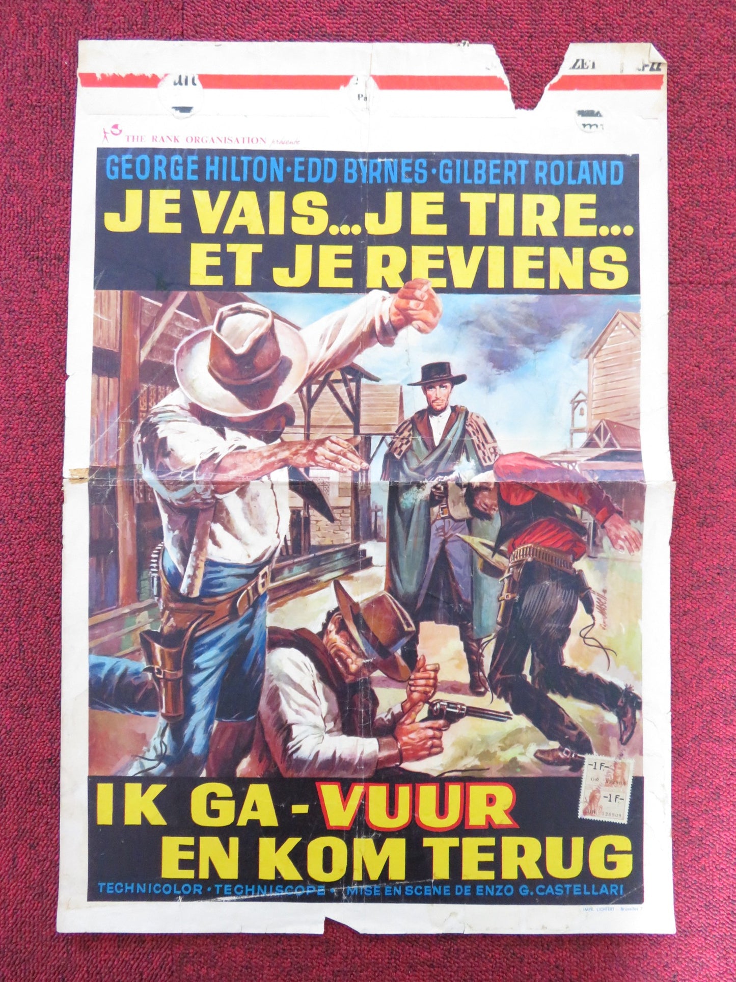 ANY GUN CAN PLAY BELGIUM POSTER GEORGE HILTON EDD BYRNES 1967 - Rendezvous Cinema