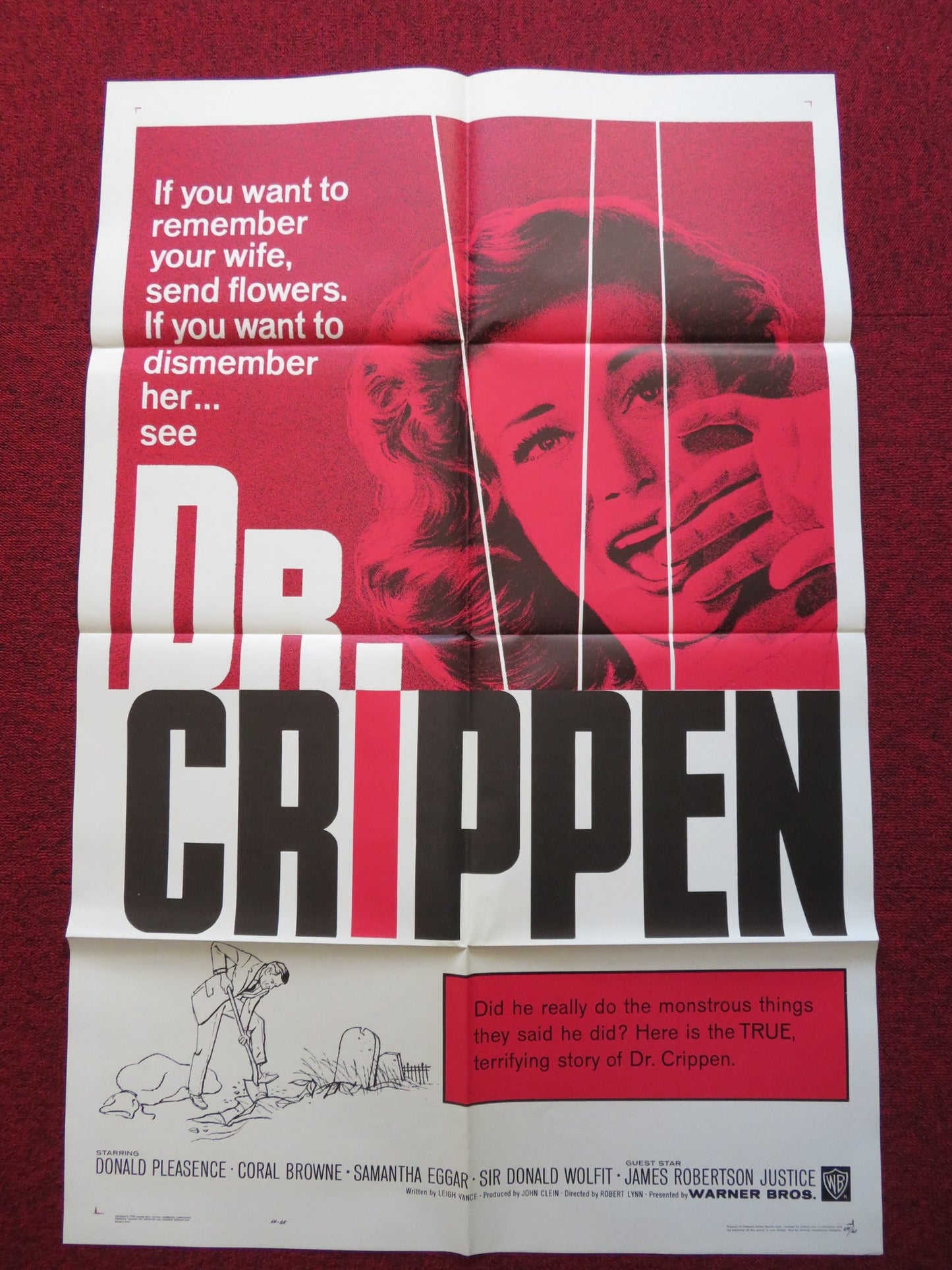DR.CRIPPEN FOLDED US ONE SHEET POSTER DONALD PLEASENCE CORAL BROWNE 1964 - Rendezvous Cinema