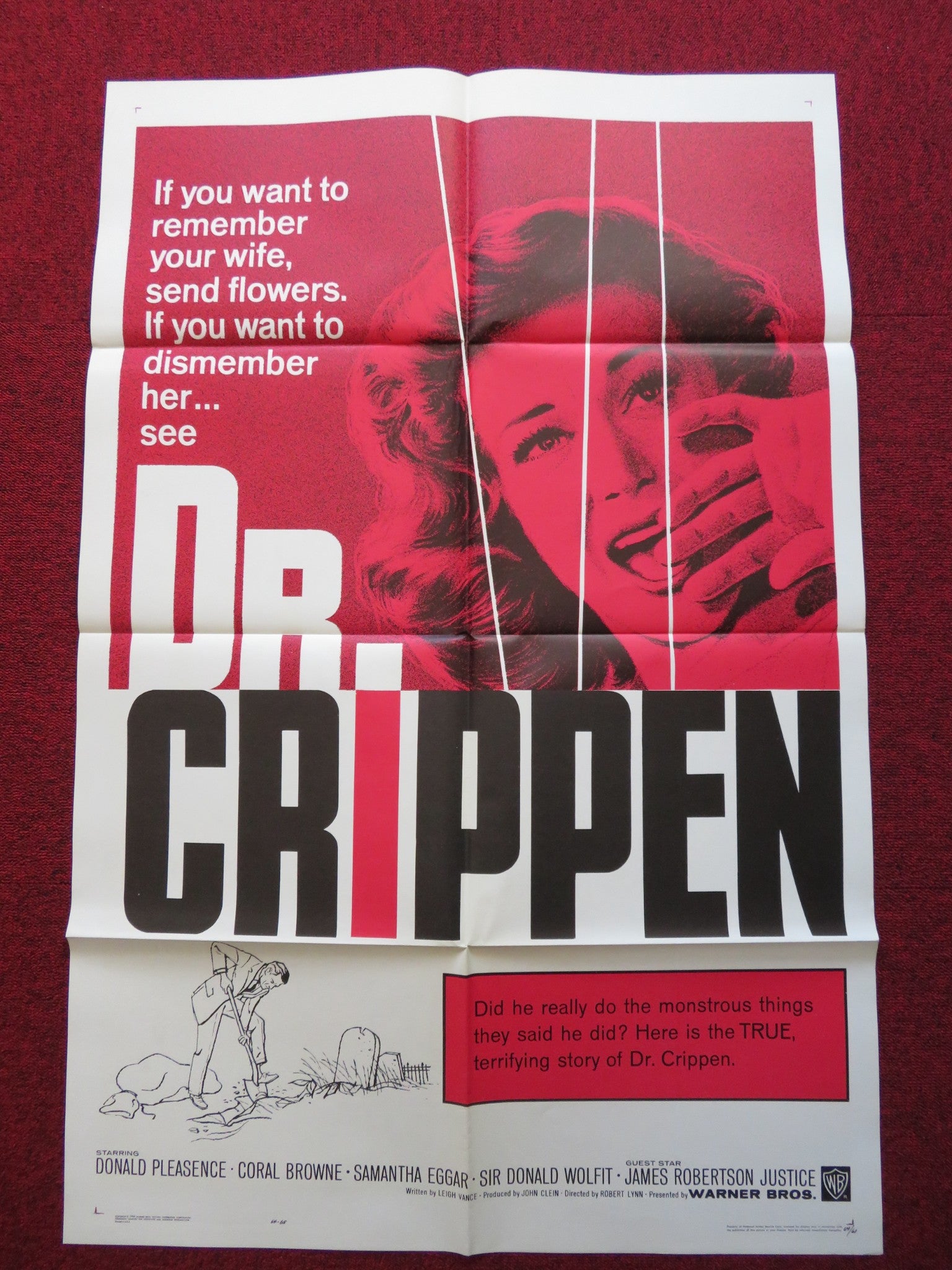 DR.CRIPPEN FOLDED US ONE SHEET POSTER DONALD PLEASENCE CORAL BROWNE 1964 - Rendezvous Cinema