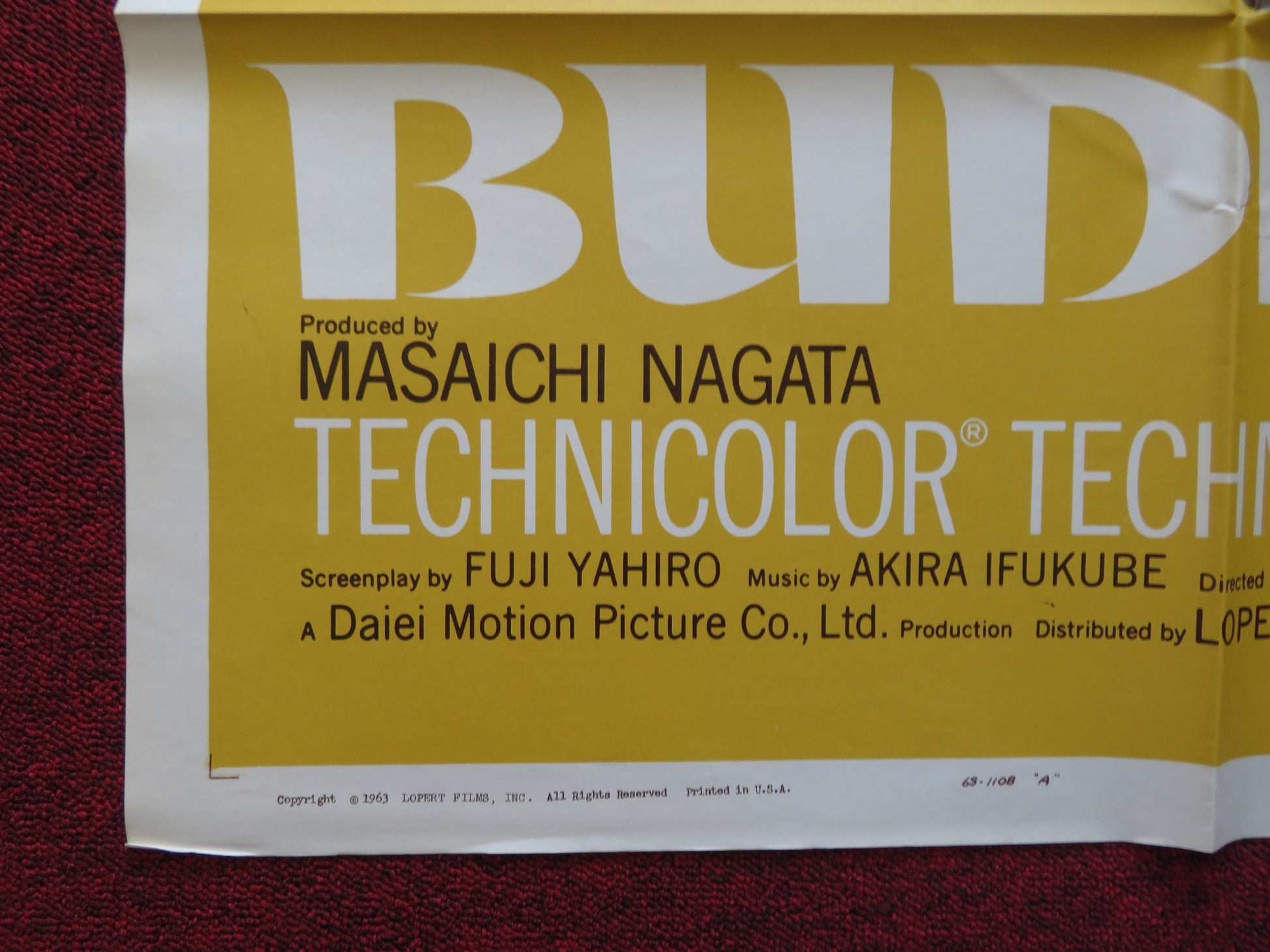 BUDDHA FOLDED US ONE SHEET POSTER KENJI MISUMI 1963 - Rendezvous Cinema