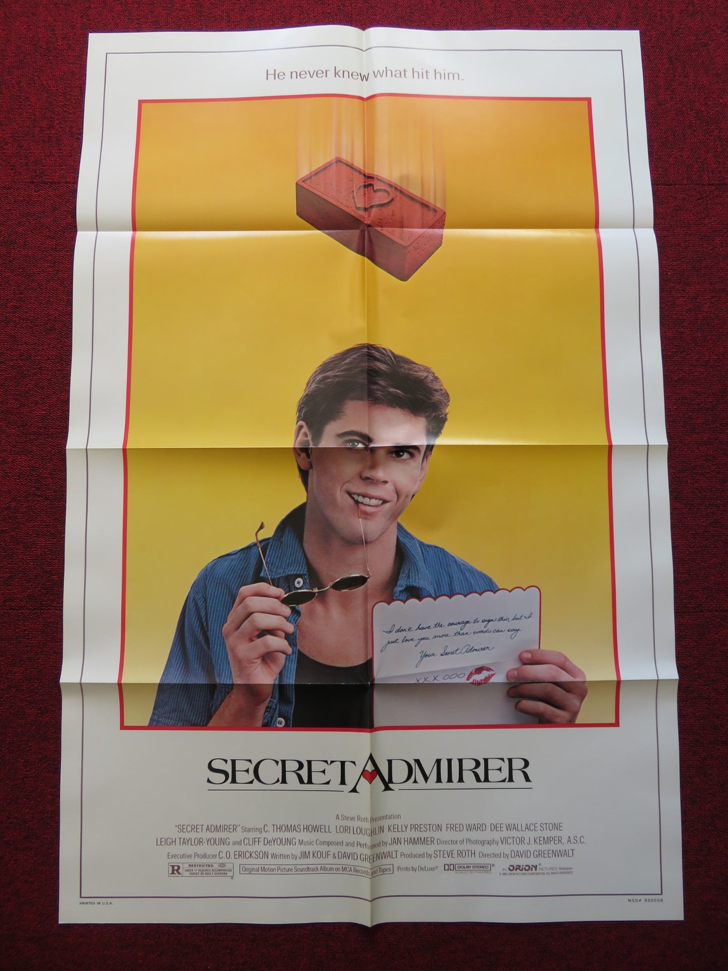 SECRET ADMIRER FOLDED US ONE SHEET POSTER C.THOMAS HOWELL LORI LOUHLIN 1985 - Rendezvous Cinema