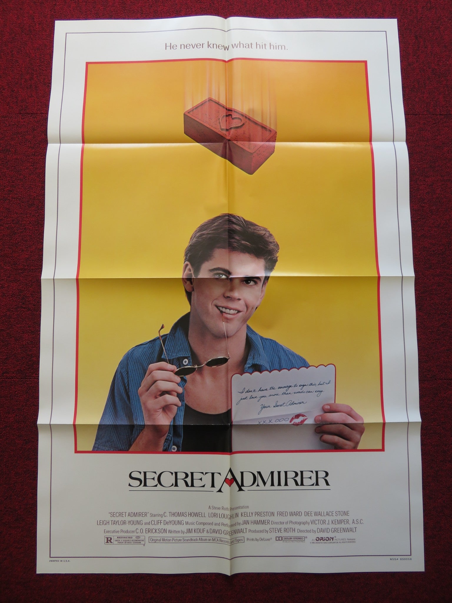 SECRET ADMIRER FOLDED US ONE SHEET POSTER C.THOMAS HOWELL LORI LOUHLIN 1985 - Rendezvous Cinema