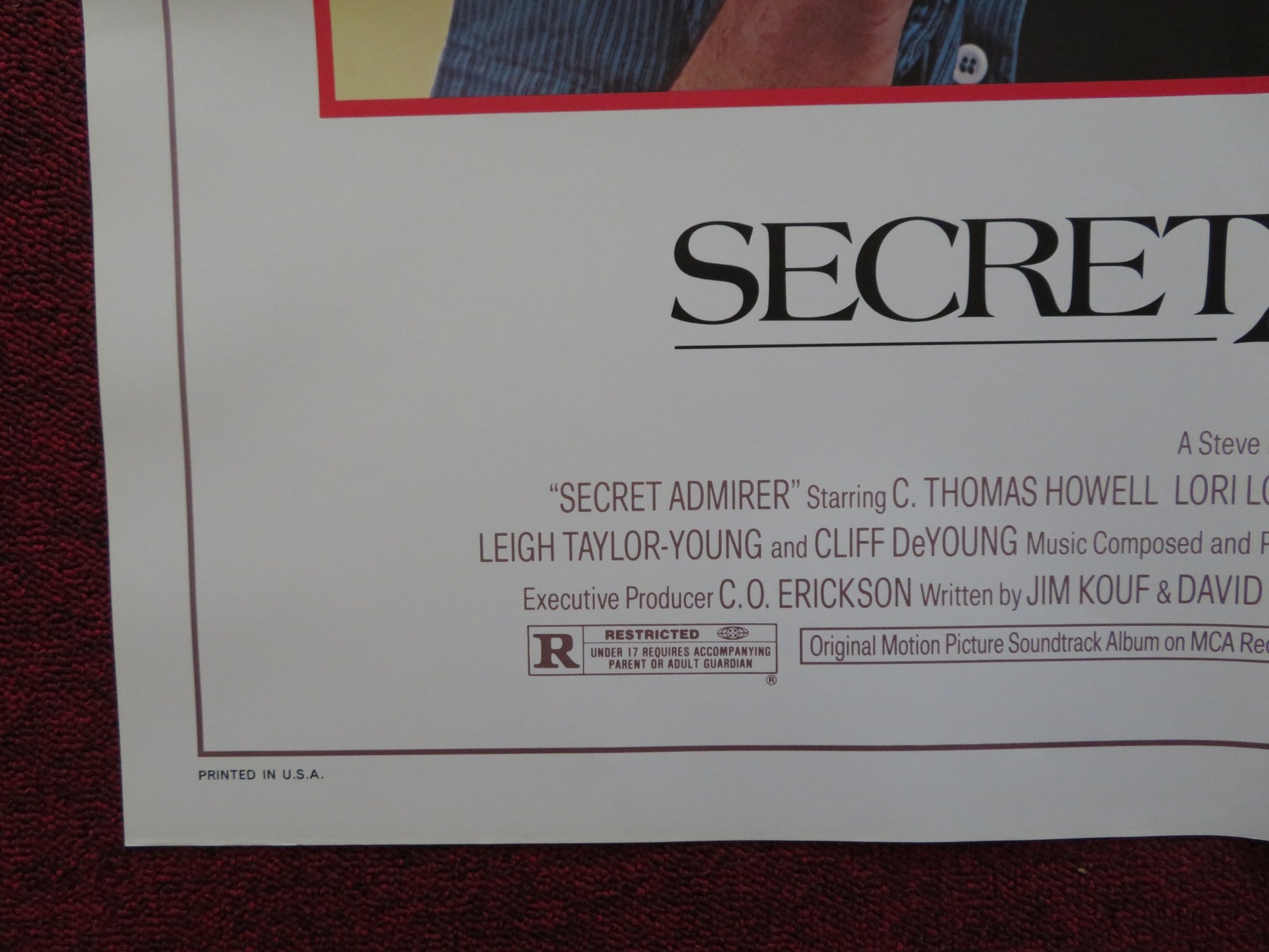 SECRET ADMIRER FOLDED US ONE SHEET POSTER C.THOMAS HOWELL LORI LOUHLIN 1985 - Rendezvous Cinema