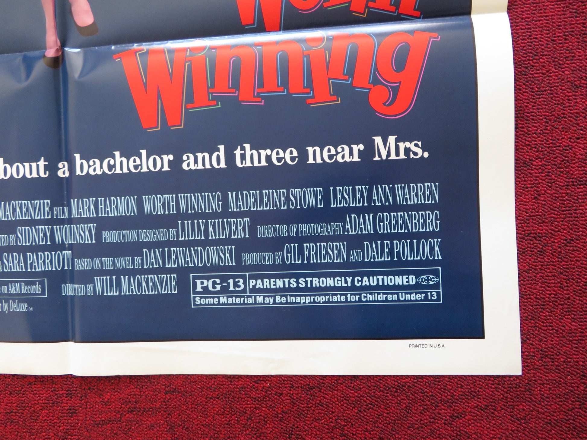 WORTH WINNING FOLDED US ONE SHEET POSTER MARK HARMON MADELEINE STOWE 1989 - Rendezvous Cinema