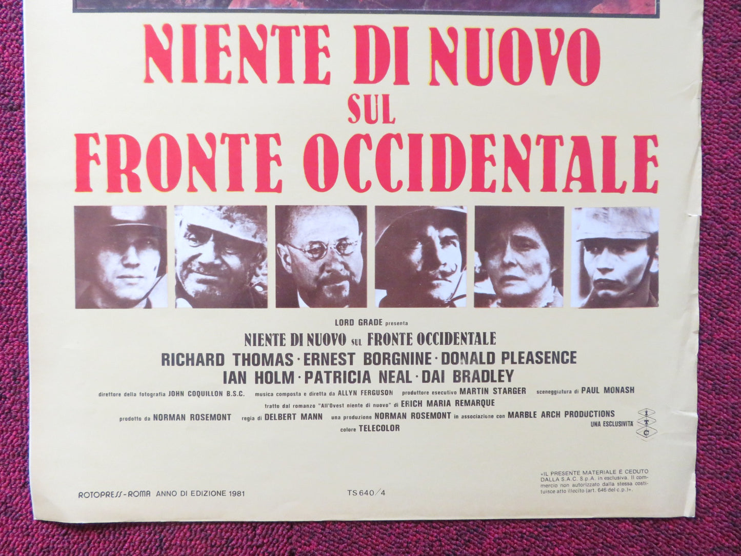 ALL QUIET ON THE WESTERN FRONT ITALIAN LOCANDINA POSTER RICHARD THOMAS 1981 - Rendezvous Cinema