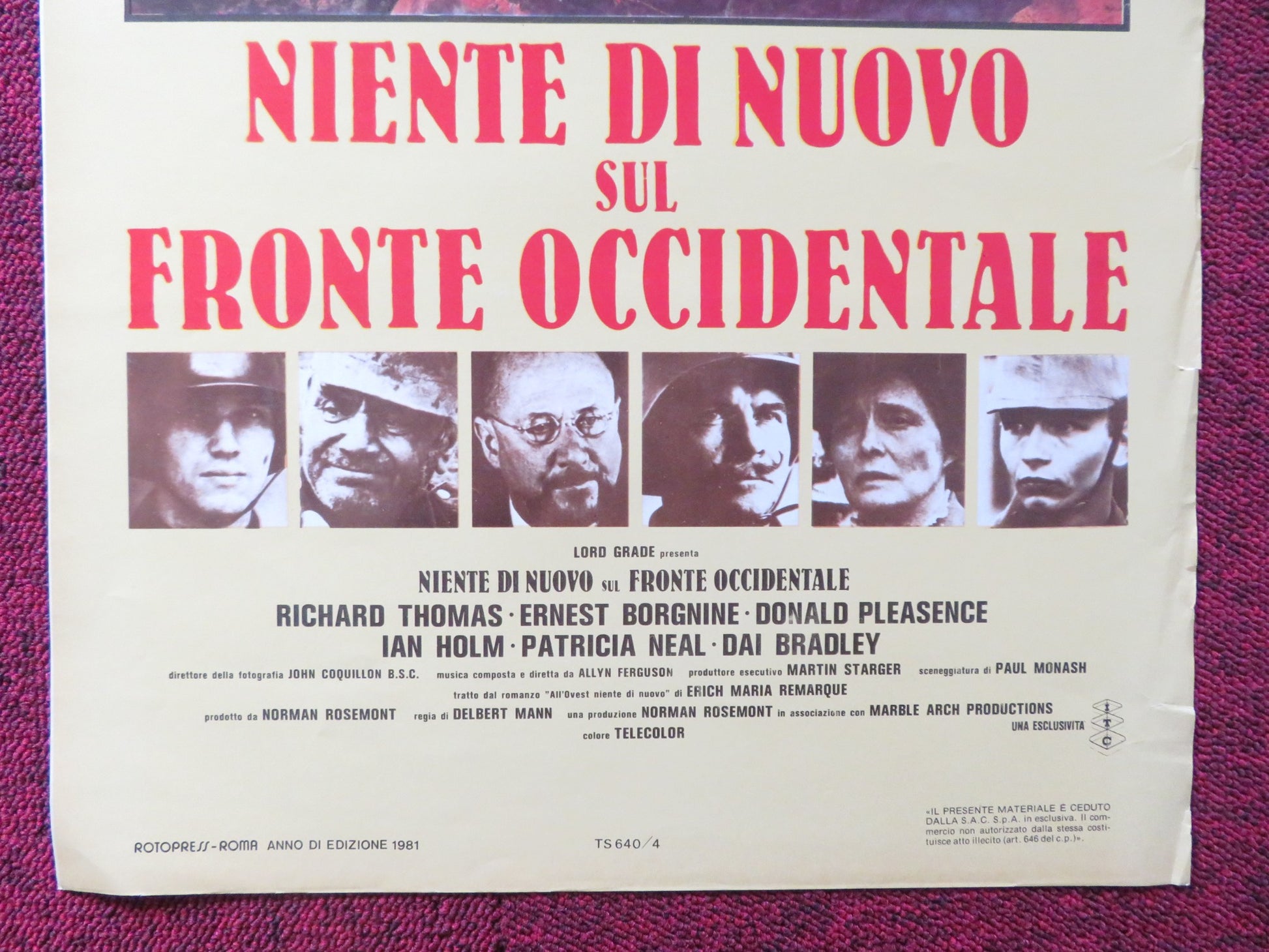 ALL QUIET ON THE WESTERN FRONT ITALIAN LOCANDINA POSTER RICHARD THOMAS 1981 - Rendezvous Cinema