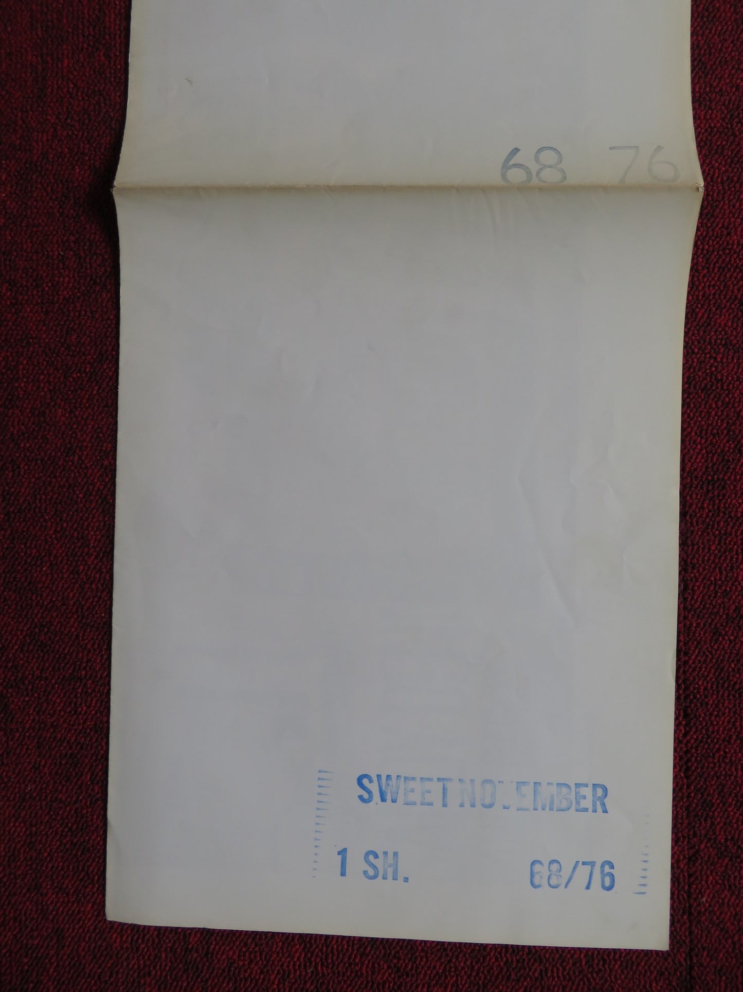 SWEET NOVEMBER FOLDED US ONE SHEET POSTER SANDY DENNIS ANTHONY NEWLEY 1968 - Rendezvous Cinema