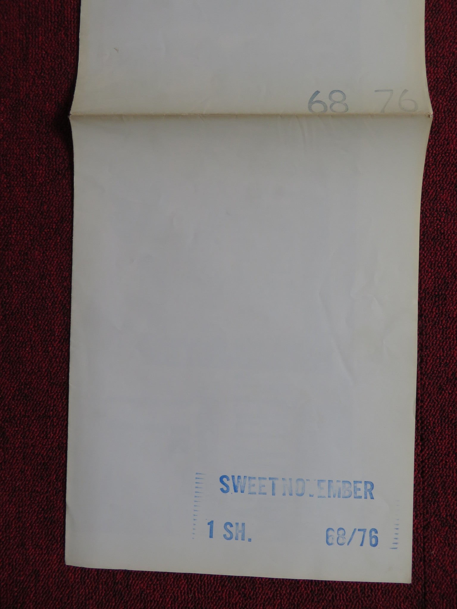 SWEET NOVEMBER FOLDED US ONE SHEET POSTER SANDY DENNIS ANTHONY NEWLEY 1968 - Rendezvous Cinema