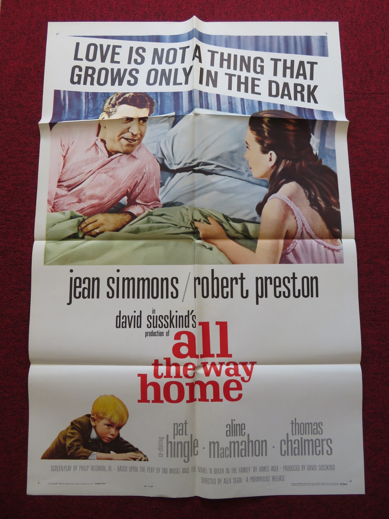 ALL THE WAY HOME FOLDED US ONE SHEET POSTER JEAN SIMMONS ROBERT PRESTON 1963 - Rendezvous Cinema