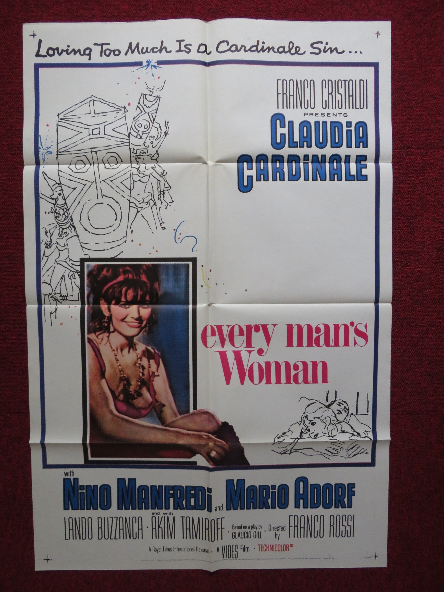 EVERY MAN'S WOMAN FOLDED US ONE SHEET POSTER CLAUDIA CARDINALE NINO MANFREDI '67 - Rendezvous Cinema