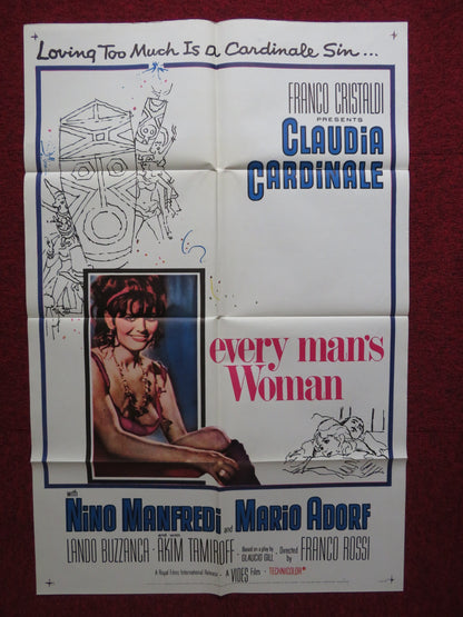 EVERY MAN'S WOMAN FOLDED US ONE SHEET POSTER CLAUDIA CARDINALE NINO MANFREDI '67 - Rendezvous Cinema