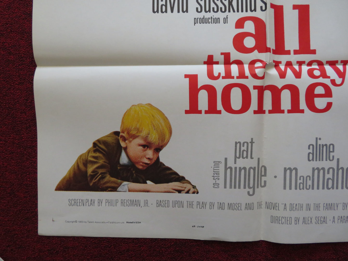 ALL THE WAY HOME FOLDED US ONE SHEET POSTER JEAN SIMMONS ROBERT PRESTON 1963 - Rendezvous Cinema