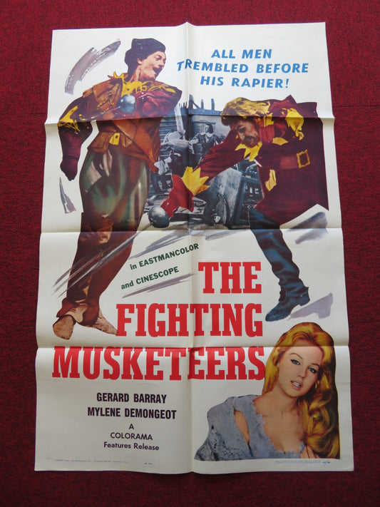 FIGHTING MUSKETEERS FOLDED US ONE SHEET POSTER GERARD BARRAY M. DEMONGEOT 1963 - Rendezvous Cinema