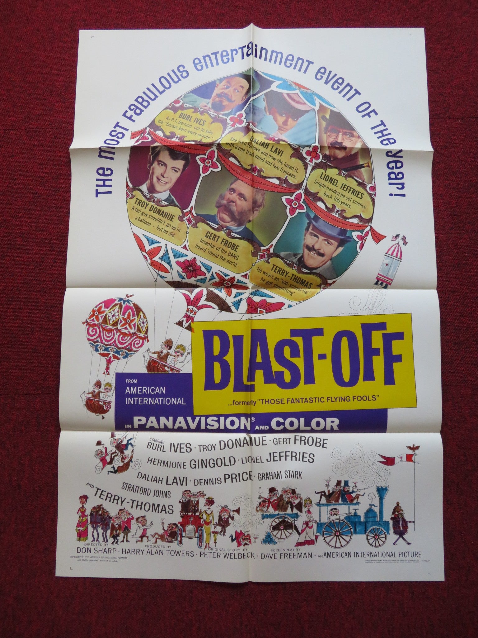 BLAST-OFF FOLDED US ONE SHEET POSTER BURL IVES JIMMY CLITHEROE 1967 - Rendezvous Cinema
