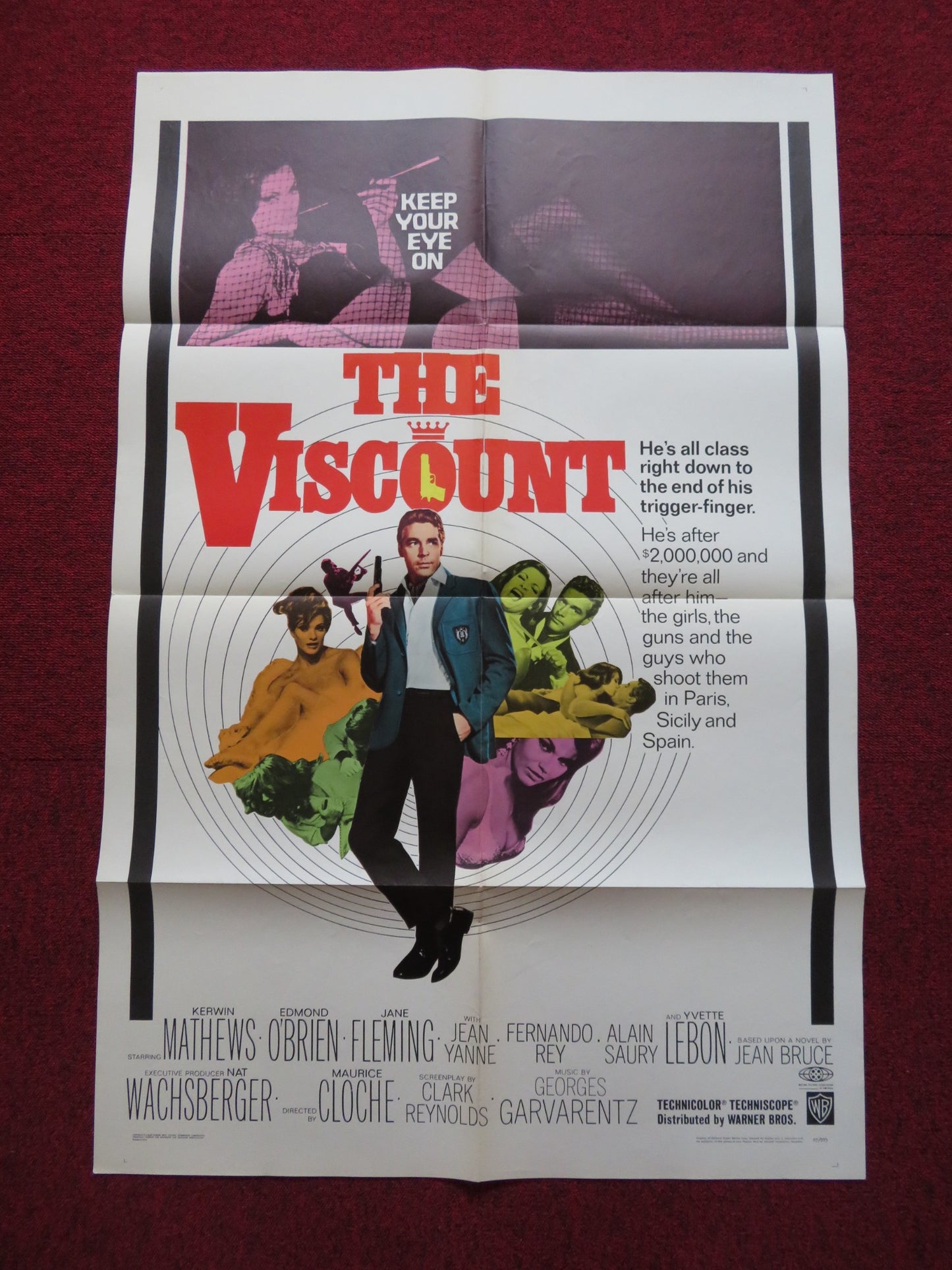 THE VISCOUNT FOLDED US ONE SHEET POSTER KERWIN MATTHEWS EDMOND O'BRIEN 1967 - Rendezvous Cinema