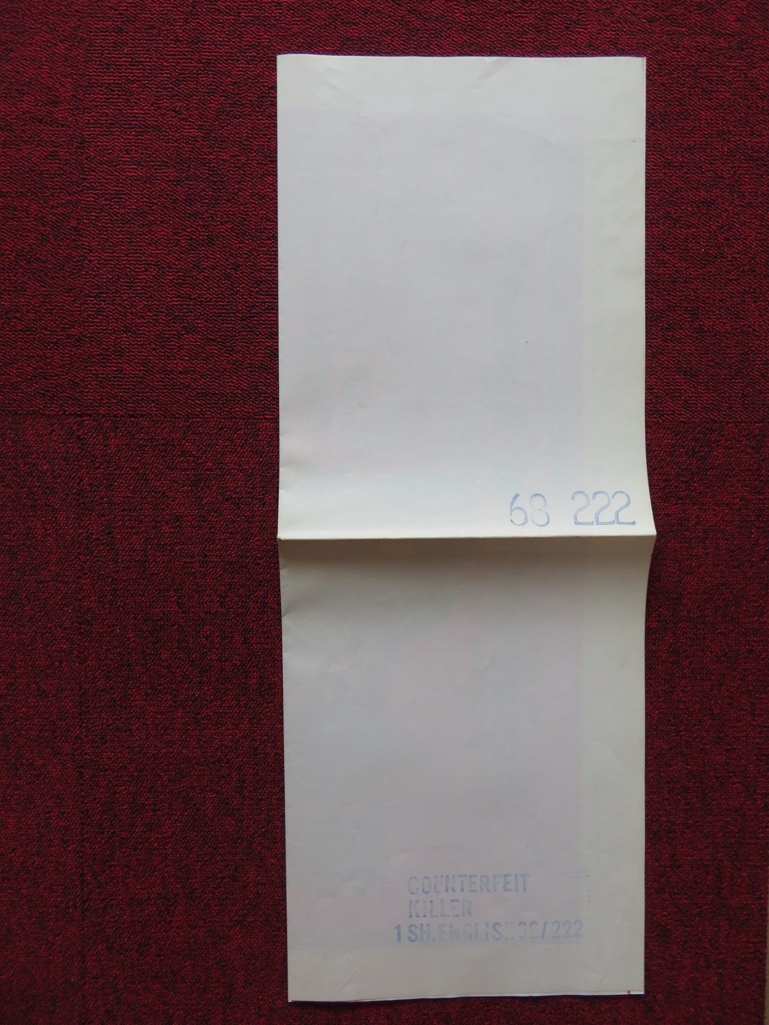 THE COUNTERFEIT KILLER FOLDED US ONE SHEET POSTER JACK LORD SHIRLEY KNIGHT 1968 - Rendezvous Cinema