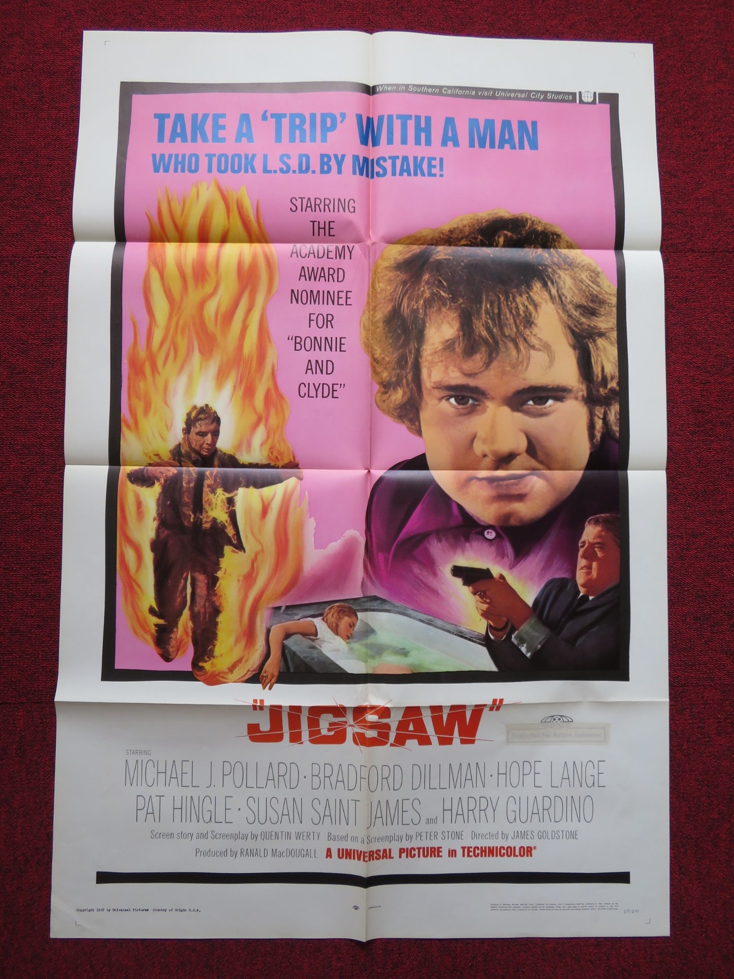 JIGSAW FOLDED US ONE SHEET POSTER MICHAEL J. POLLARD BRADFORD DILLMAN 1968 - Rendezvous Cinema
