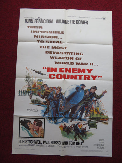 IN ENEMY COUNTRY FOLDED US ONE SHEET POSTER ANTHONY FRANCIOSA A. COMER 1968 - Rendezvous Cinema
