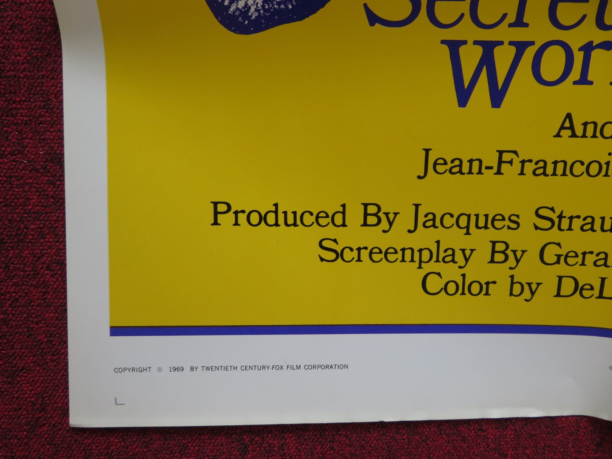 SECRET WORLD FOLDED US ONE SHEET POSTER JACQUELINE BISSET J-F. MAURIN 1969 - Rendezvous Cinema