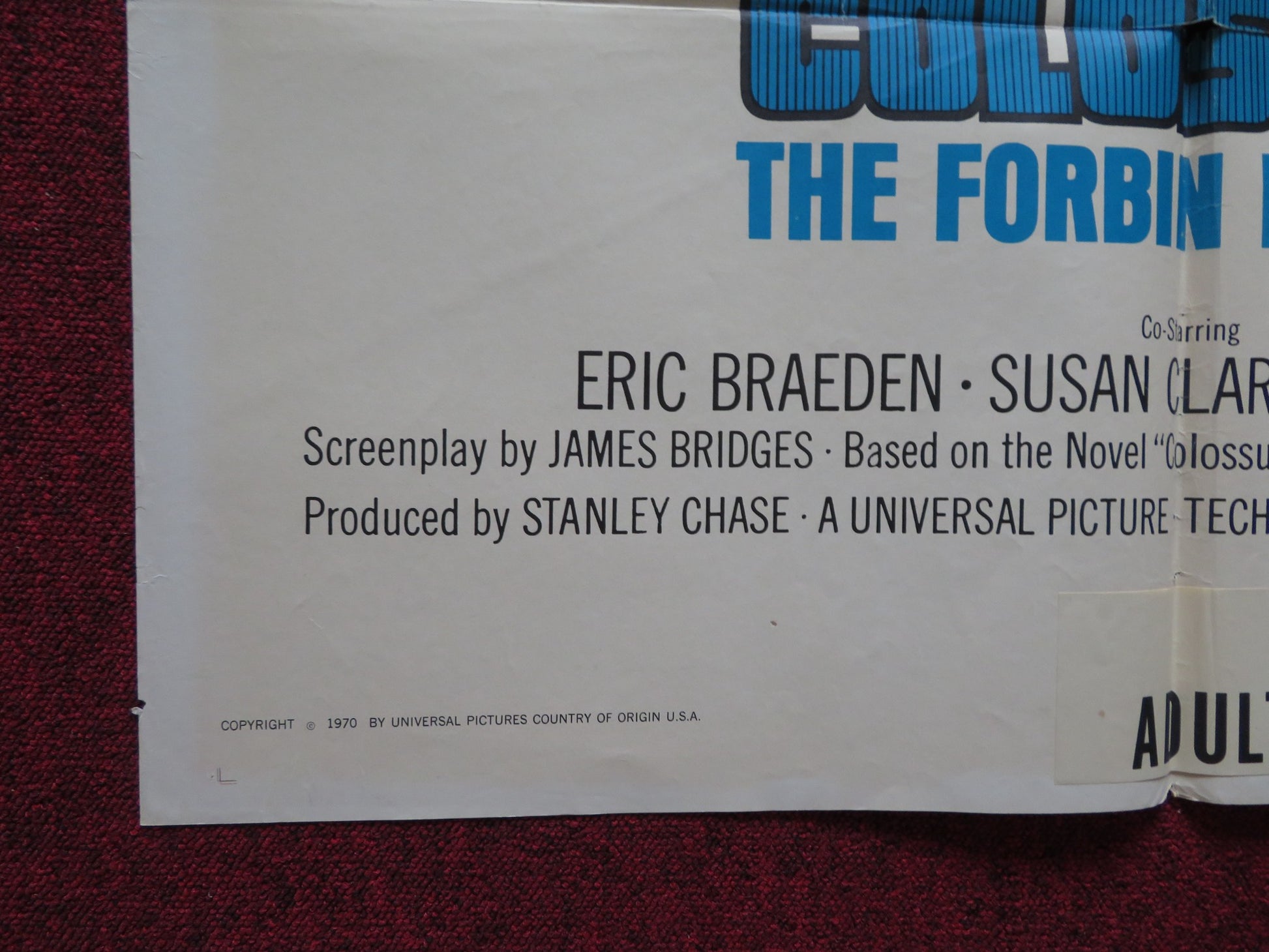 COLOSSUS: THE FORBIN PROJECT FOLDED US ONE SHEET POSTER ERIC BRAEDEN 1970 - Rendezvous Cinema