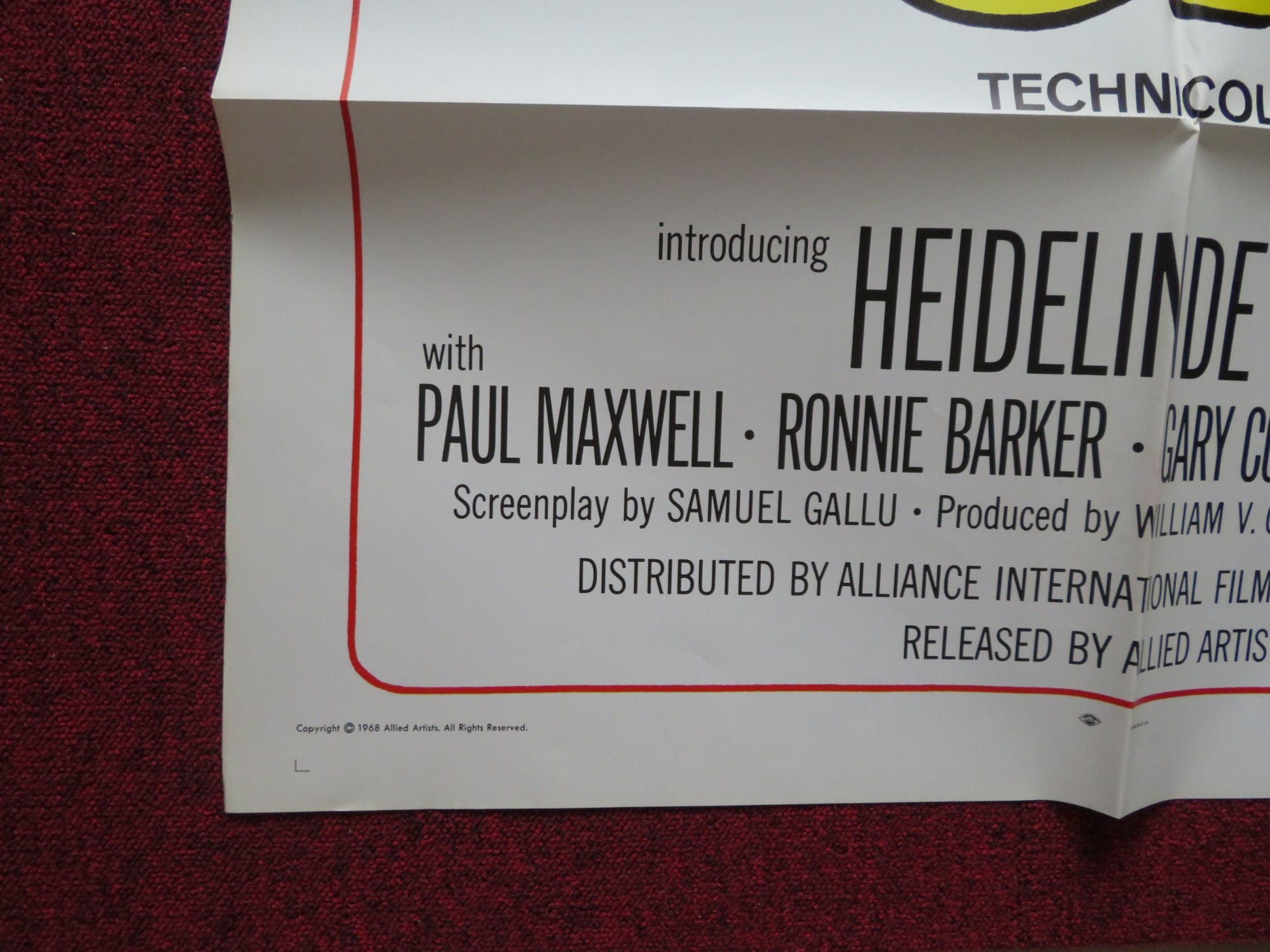 THE MAN OUTSIDE FOLDED US ONE SHEET POSTER VAN HEFLIN PETER VAUGHAN 1968 - Rendezvous Cinema