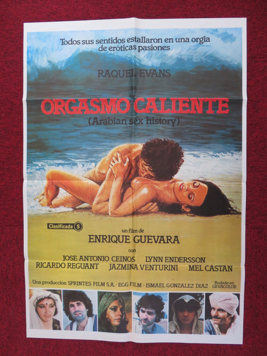 ORGASMO CALIENTE FOLDED SPANISH POSTER RAQUEL EVANS JOSE ANTONIO CEINOS 1981
