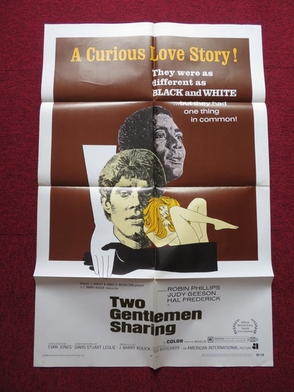 TWO GENTLEMEN SHARING FOLDED US ONE SHEET POSTER ROBIN PHILLIPS JUDY GEESON 1969 - Rendezvous Cinema