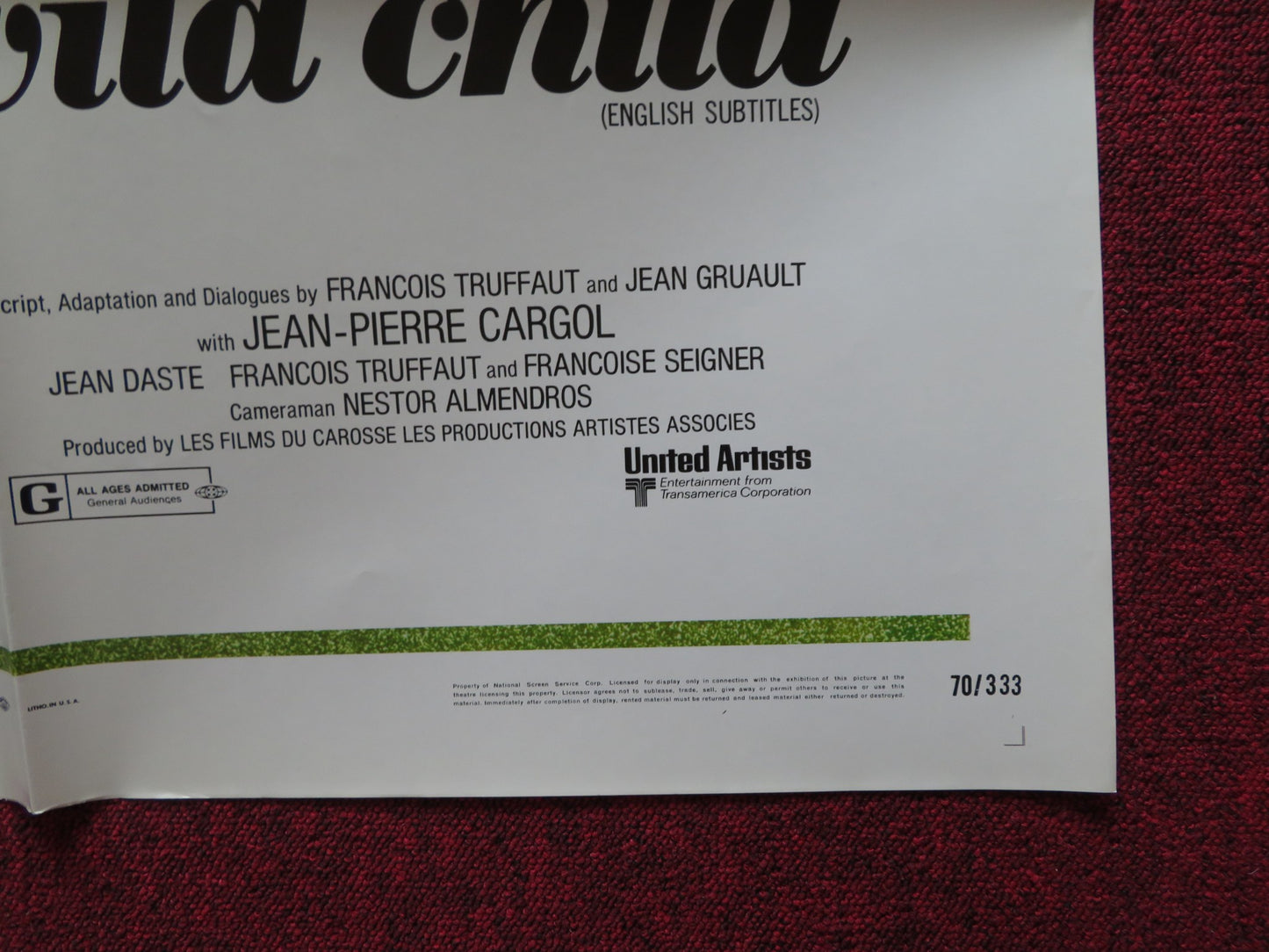 THE WILD CHILD FOLDED US ONE SHEET POSTER JEAN-PIERRE CARGOL 1970 - Rendezvous Cinema